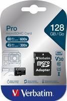 SD MicroSD Card 128GB Verbatim SDHC Pro Class 10 + Adapter retail Multimedia-Technik Micro SD Karten
