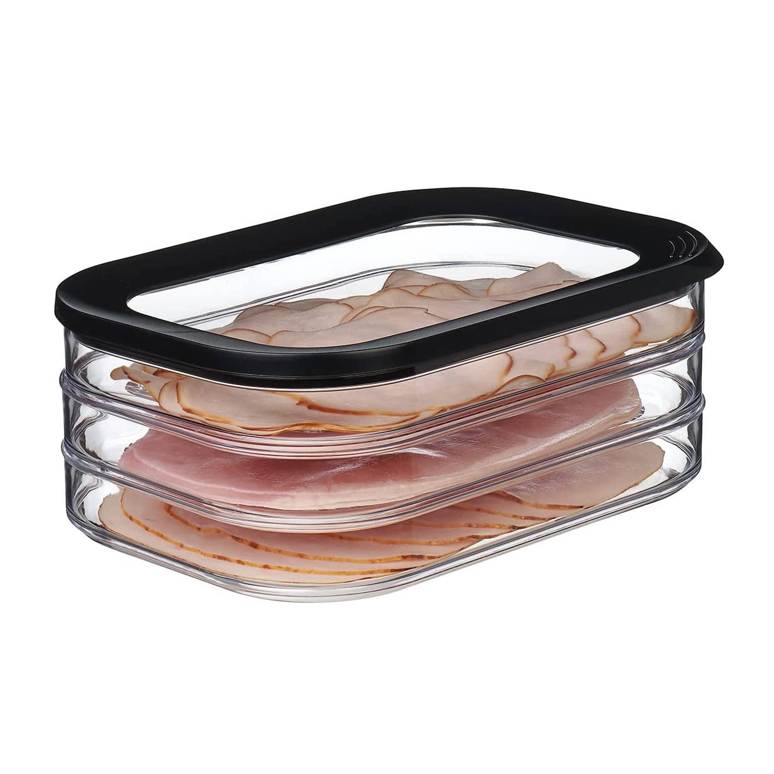Mepal | Aufschnittdose Modula 3-lagig | Nordic Black | 1650 ml | ideal zur Aufbewahrung von Wurst und Fleischwaren | 3 separate Behälter | spülmasch