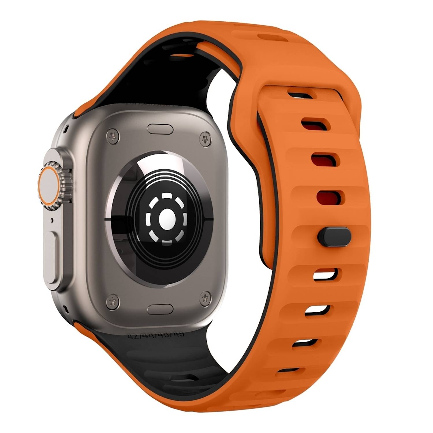 Für Apple Watch Series 10 42mm / 9 8 7 41 / 6 SE 5 4 40mm Silikon Design Wellenstruktur Armband Orange / Schwarz