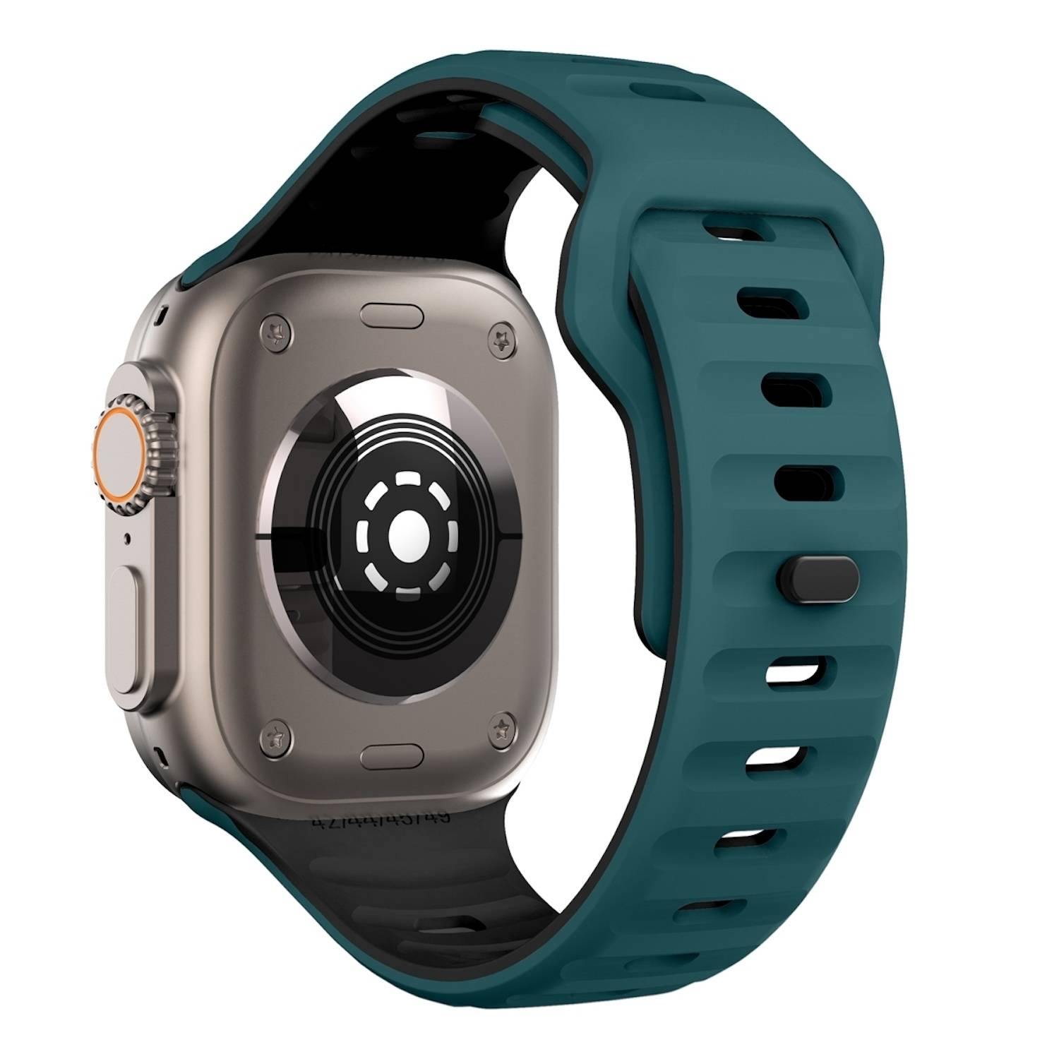 Für Apple Watch Series 10 46mm / 9 8 7 45 / 6 SE 5 4 44mm Silikon Design Wellenstruktur Armband Dunkelgrün / Schwarz