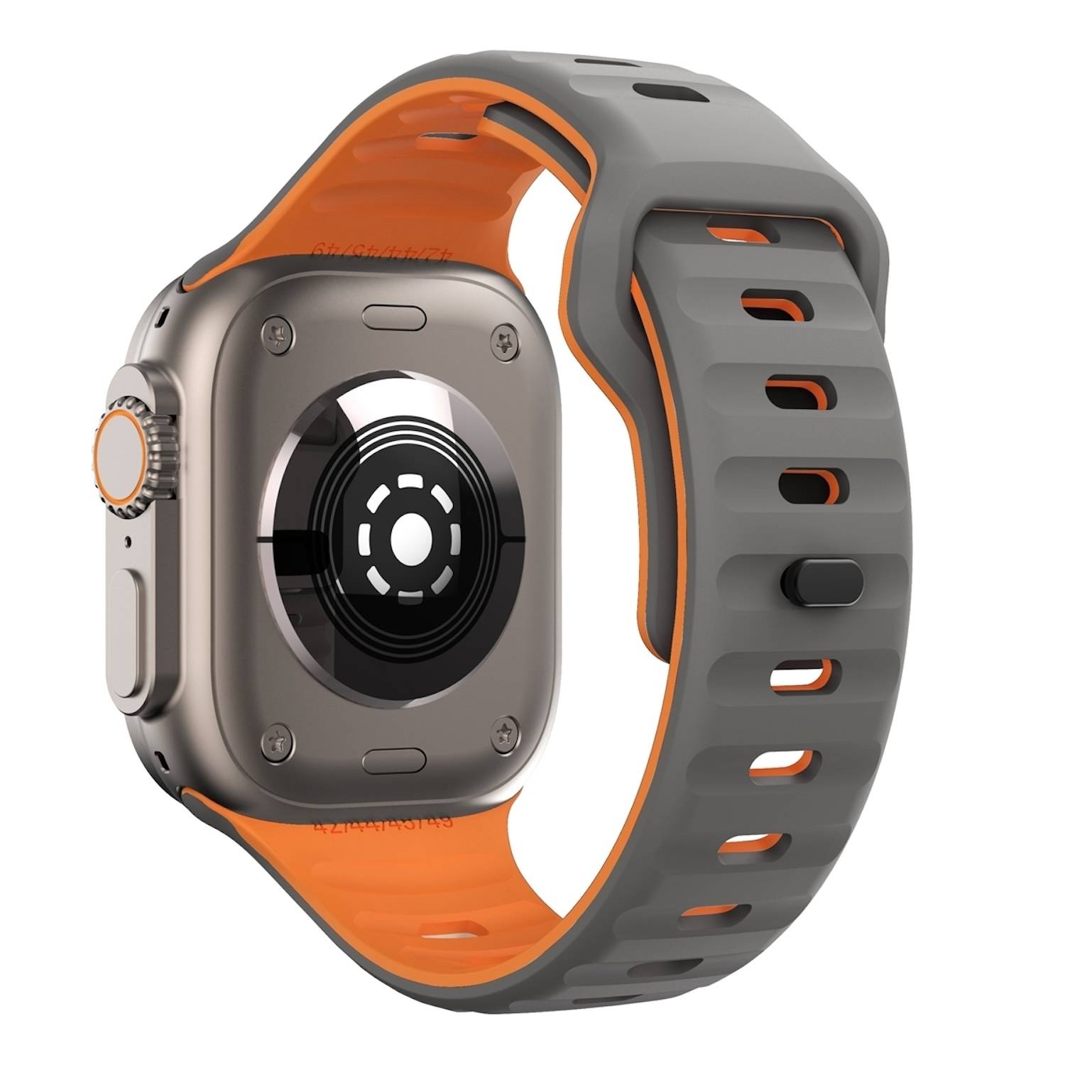 Für Apple Watch Series 11 10 42mm / 9 8 7 41 / 6 SE 5 4 40mm Silikon Wellenstruktur Armband Grau / Orange