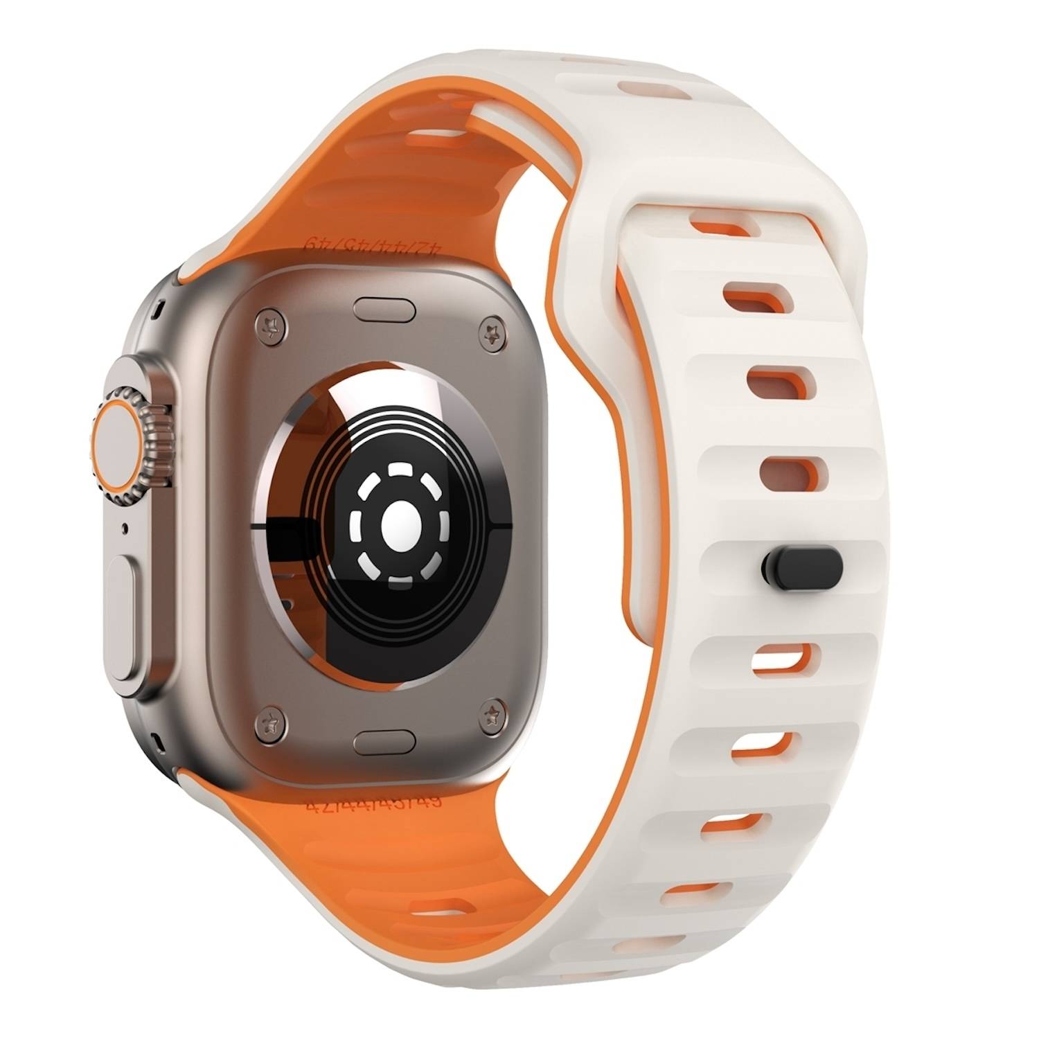 Für Apple Watch Series 10 42mm / 9 8 7 41 / 6 SE 5 4 40mm Silikon Design Wellenstruktur Armband Beige / Orange