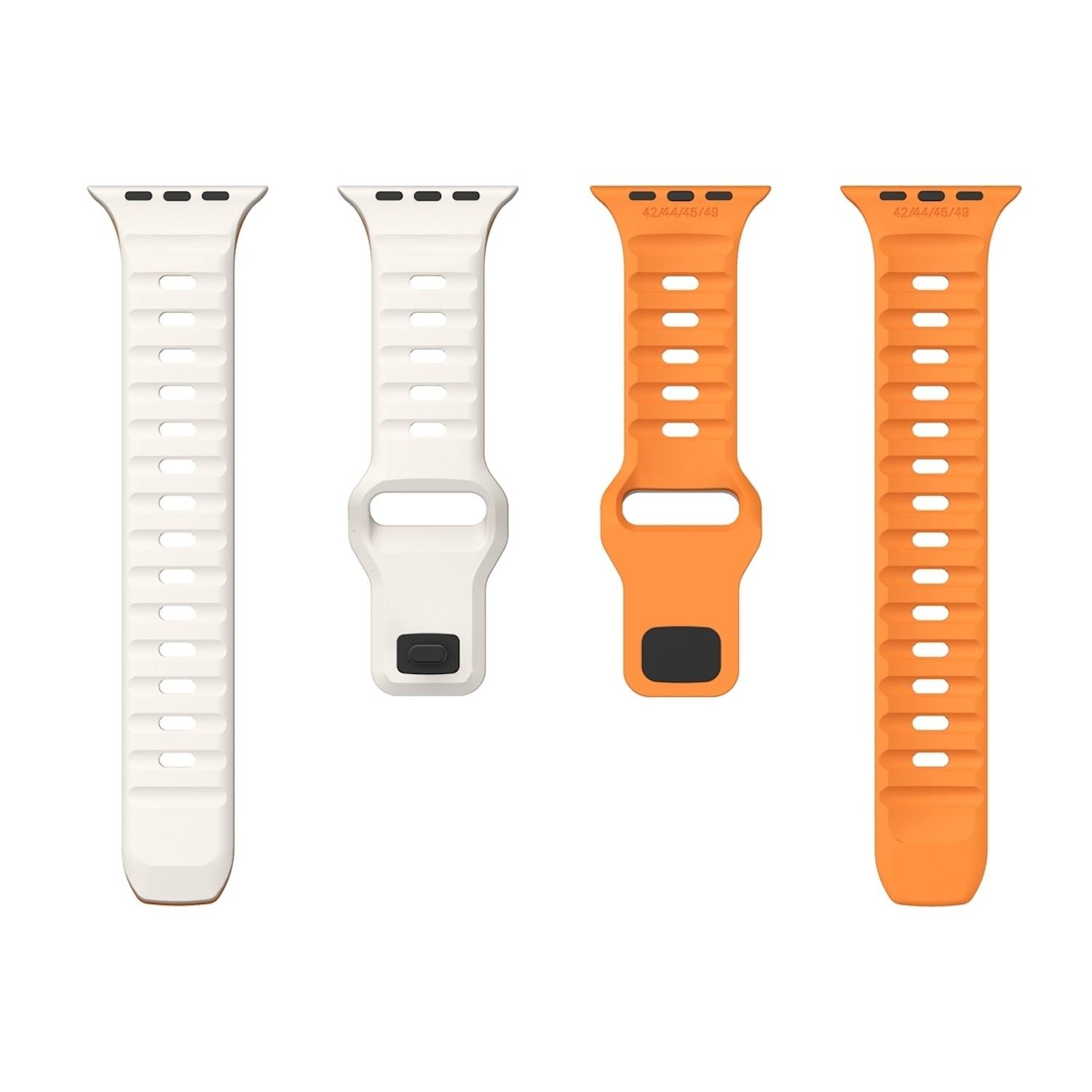 Für Apple Watch Series 11 10 42mm / 9 8 7 41 / 6 SE 5 4 40mm Silikon Wellenstruktur Armband Beige / Orange
