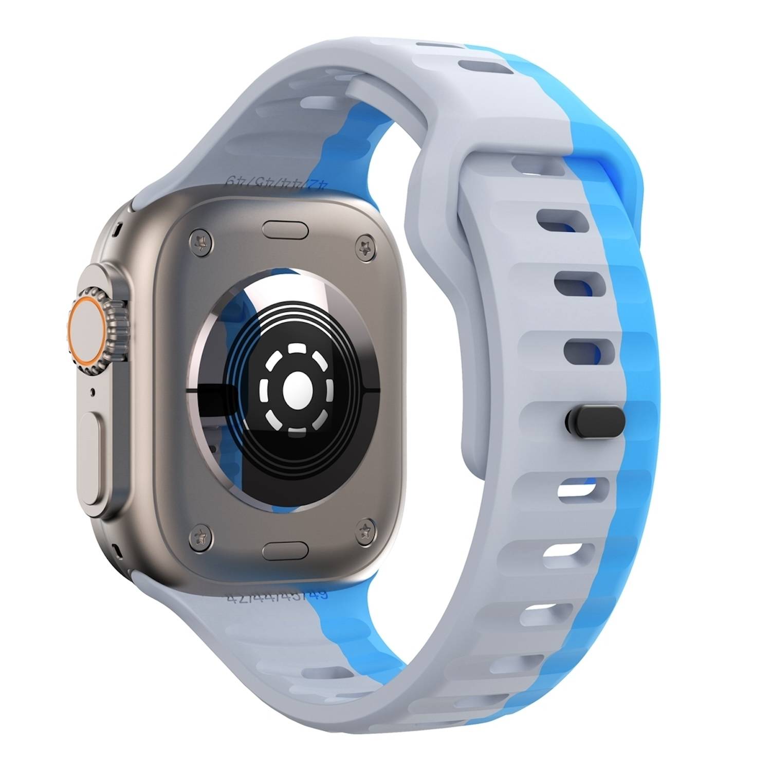 Für Apple Watch Series 10 46mm / 9 8 7 45 / 6 SE 5 4 44mm Silikon Design Wellenstruktur Armband Grau / Blau