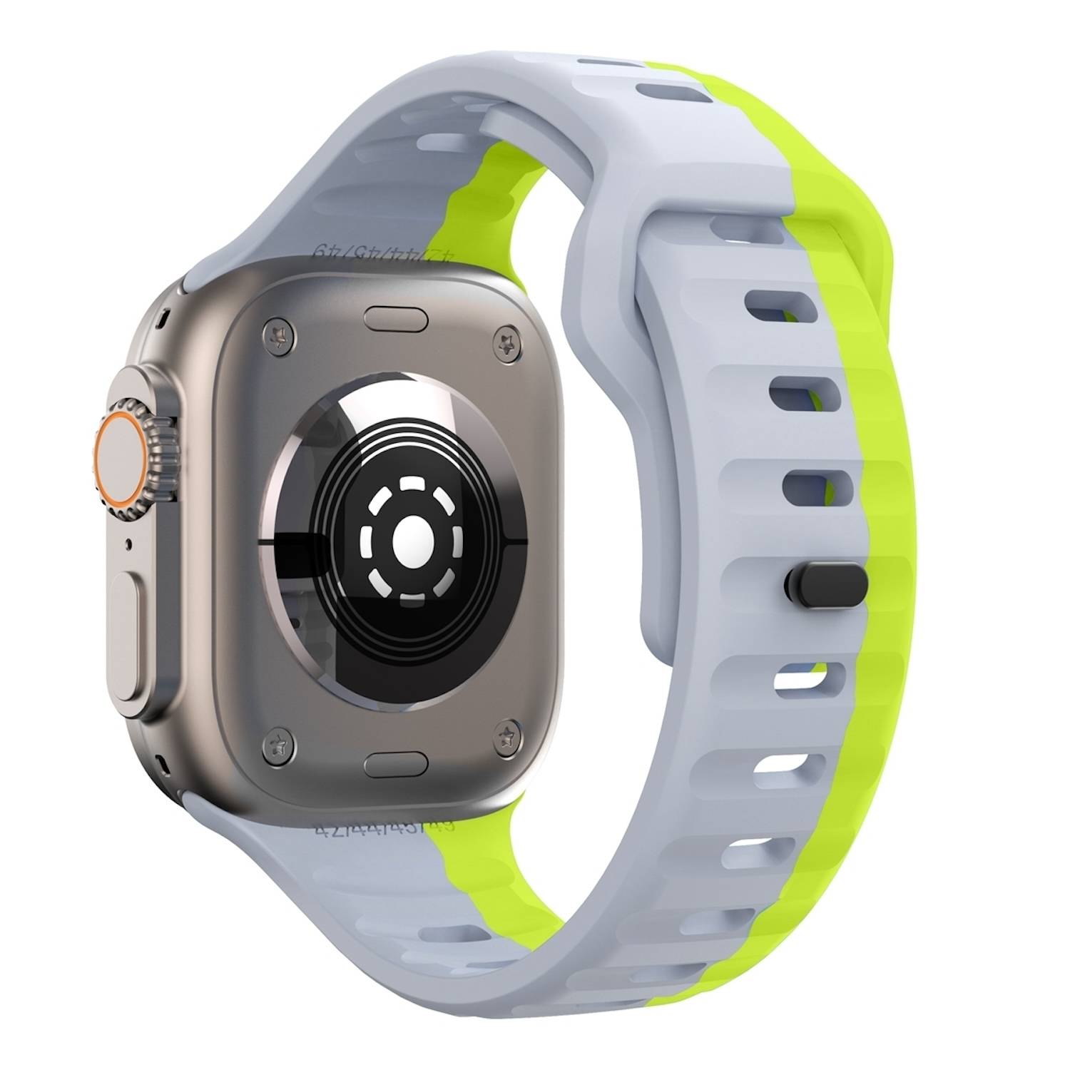 Für Apple Watch Series 10 46mm / 9 8 7 45 / 6 SE 5 4 44mm Silikon Design Wellenstruktur Armband Grau / Grün