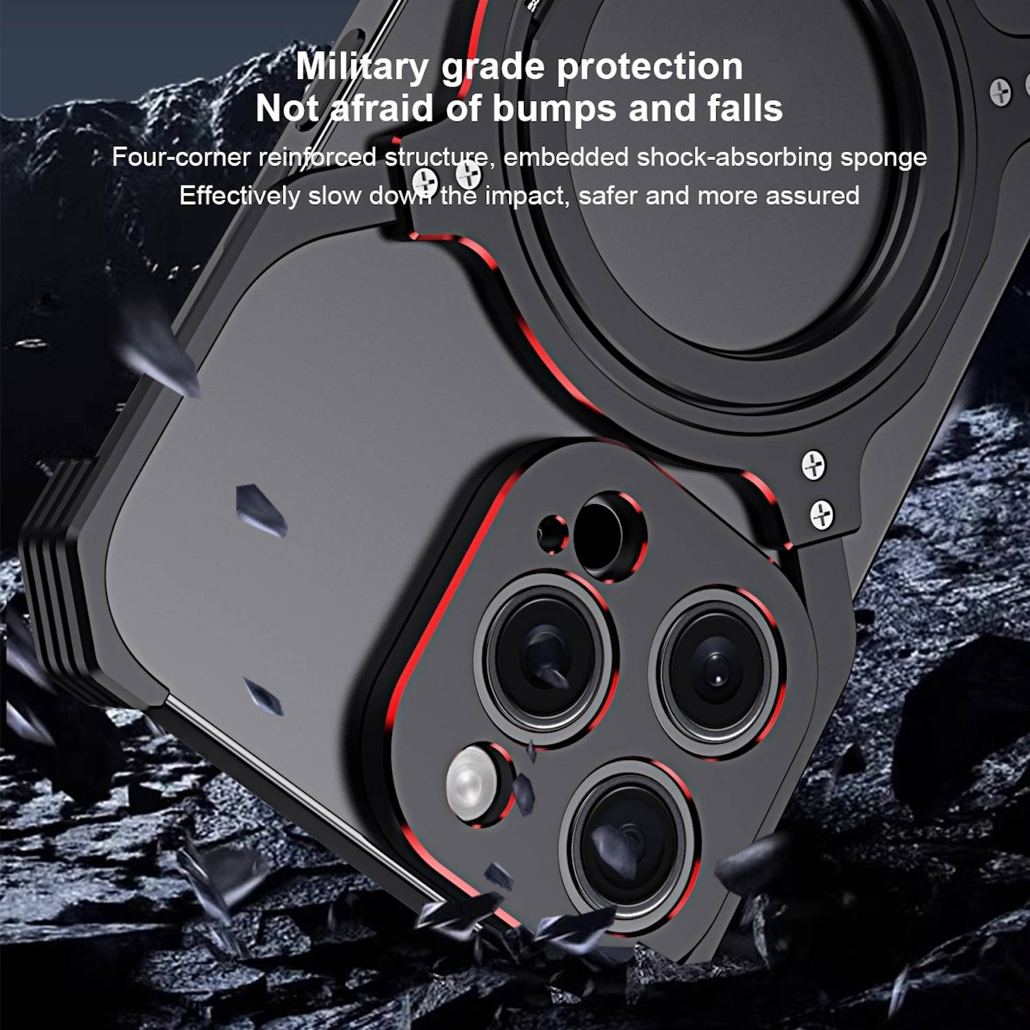 Für Apple iPhone 16 Pro Metall Hülle Mechanischer MagSafe Halter Kameraschutz