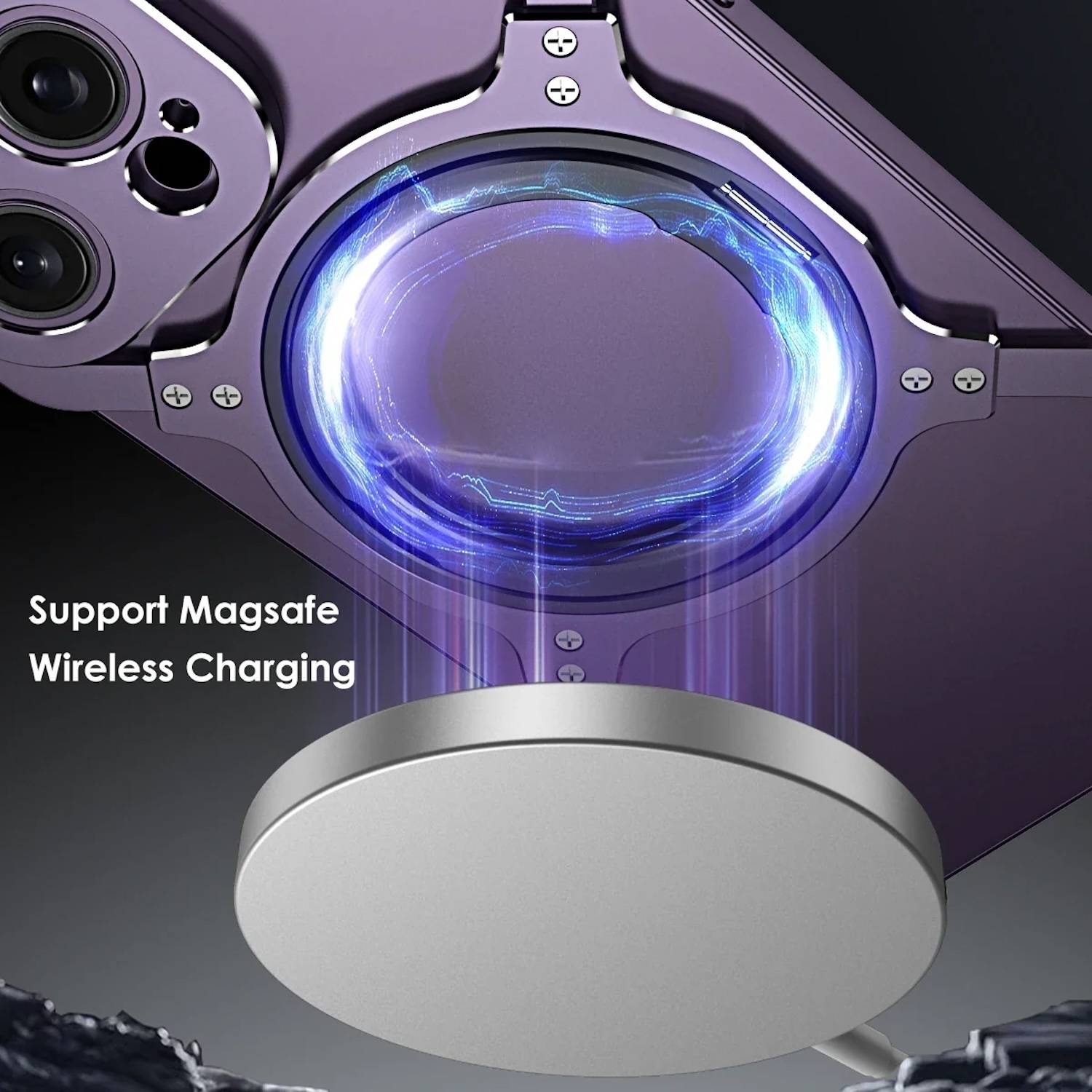 Für Apple iPhone 16 Pro Metall Hülle Mechanischer MagSafe Halter Kameraschutz