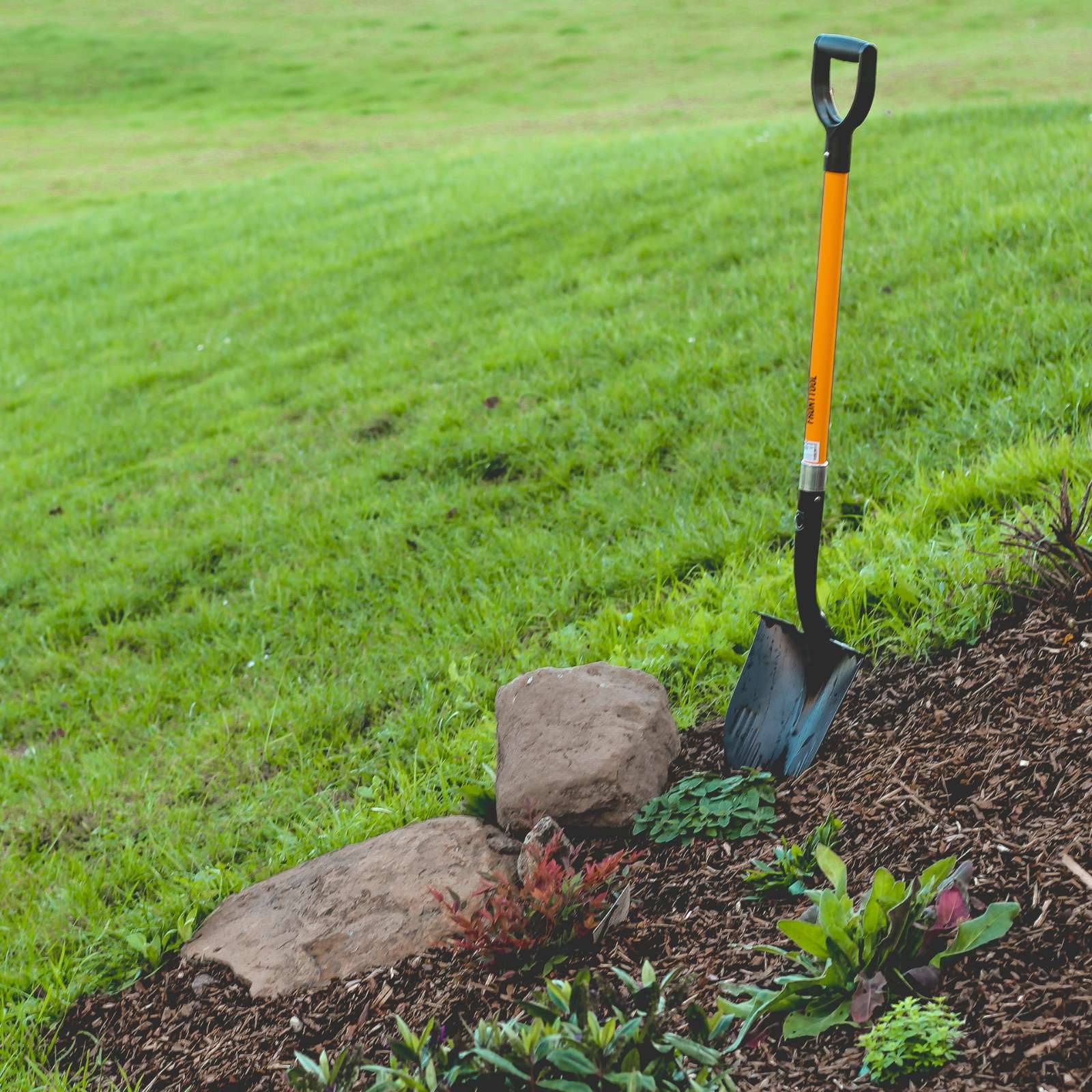 FRONTTOOL Spatenschaufel 2in1 Fiberglasstiel D-Griff