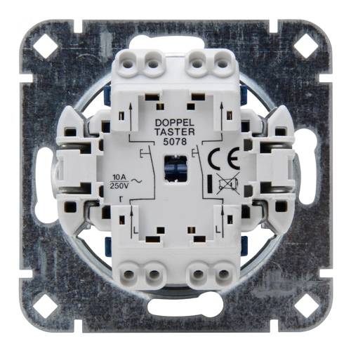 KOPP 507800006 - Unterputz Doppeltaster-Sockel (2x Schließer | 250V | 10AX | 10A | IP20) - aluminium