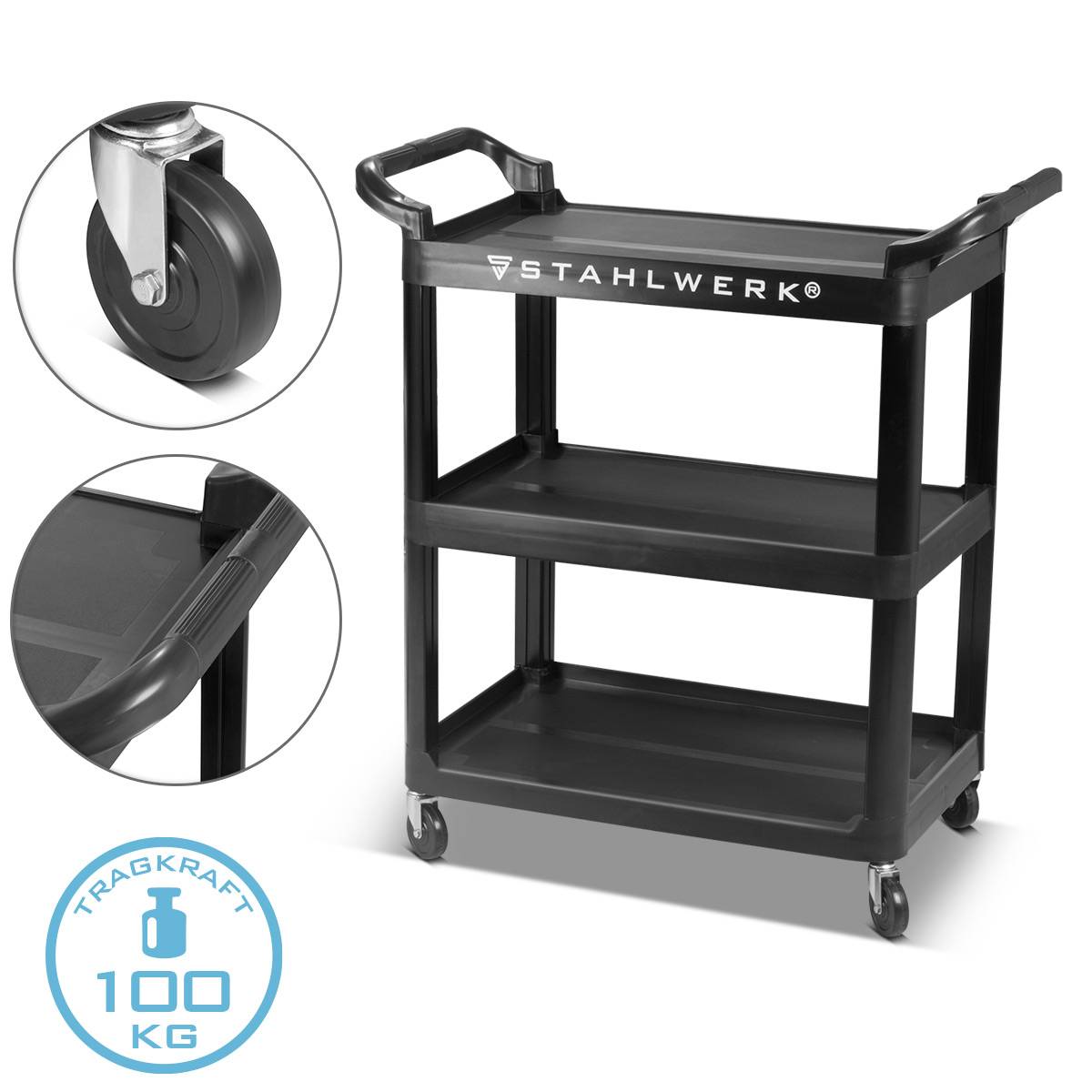 STAHLWERK Werkzeugwagen TC-92 ST mit 100 kg Tragkraft Werkstattwagen Rollwagen