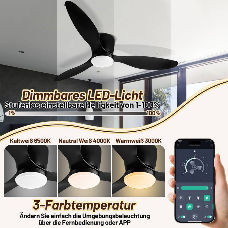 LED Deckenventilator Ventilator Beleuchtung mit Fernbedienung Ventilator Timing für Schlafzimmer