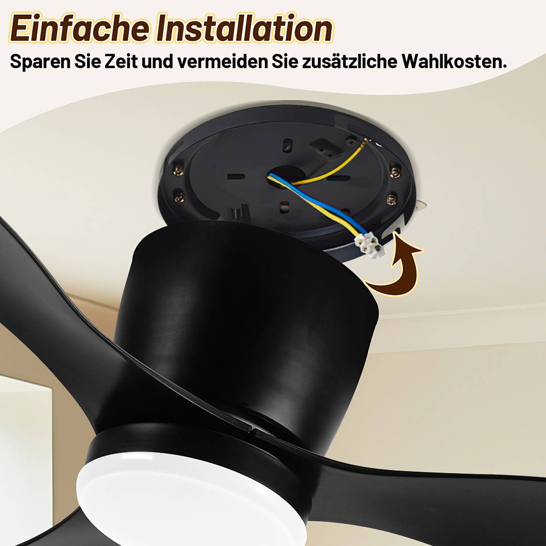 Deckenventilator Ø 132cm mit Beleuchtung und Fernbedienung Sommer/Winter für Schlafzimmer