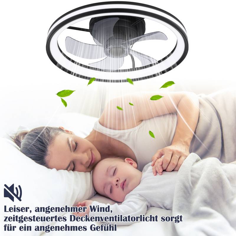 Deckenventilator Ø 50cm LED Deckenleuchte mit Beleuchtung und Fernbedienung Deckenlampe