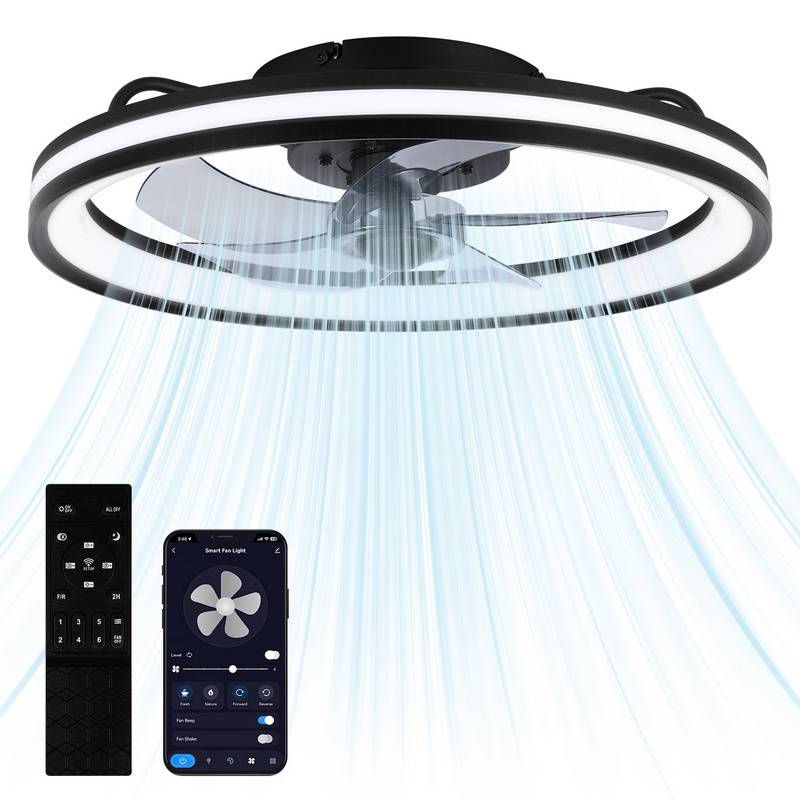 Deckenventilator mit Beleuchtung und Fernbedienung Deckenlampe Dimmbar Schwarz