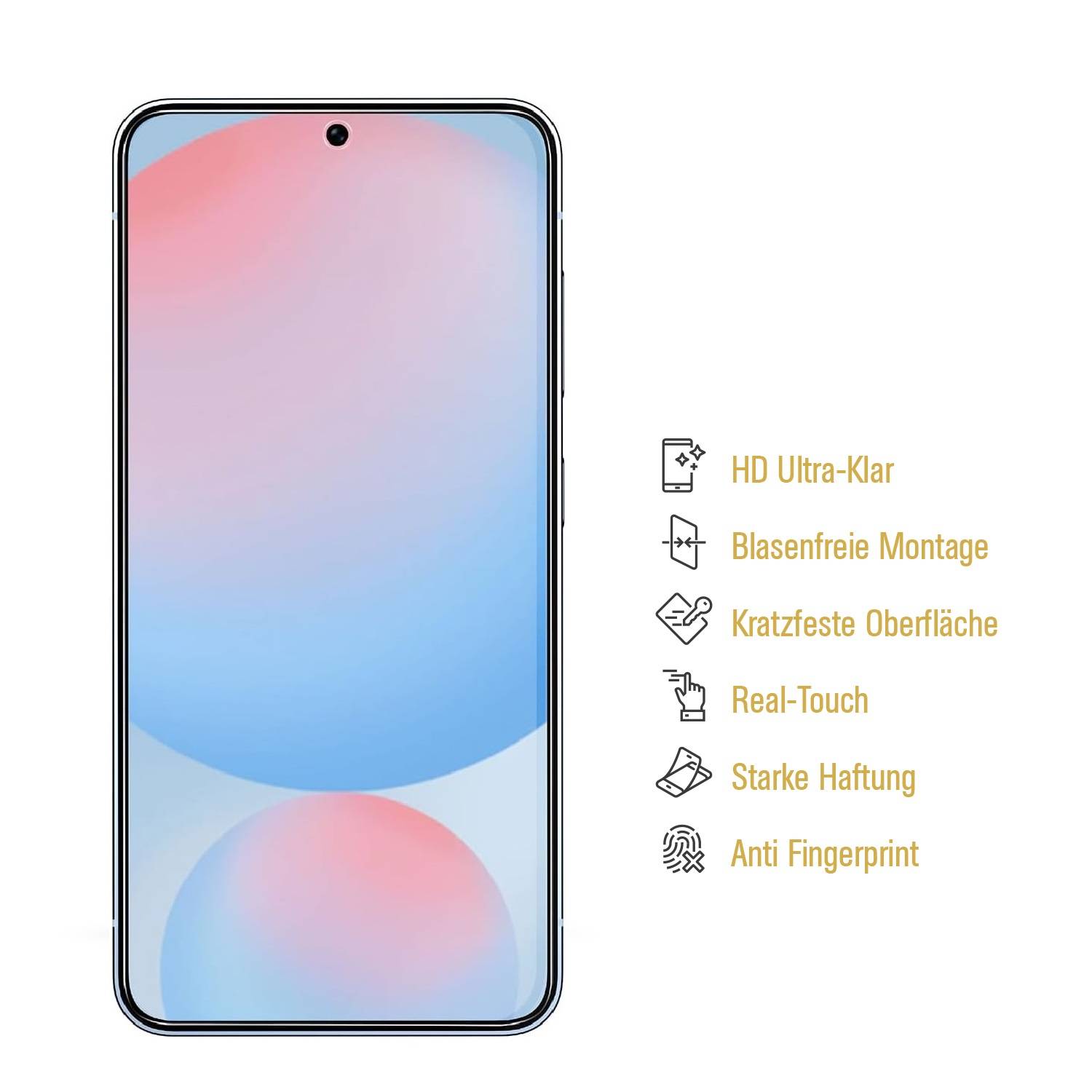 2x Hydrogel-Glass für Samsung Galaxy S24 FE FULL COVER 3D KLAR Weiches TPU Schutzglas Panzerfolie Displayschutz Schutzfolie Screen-Protector