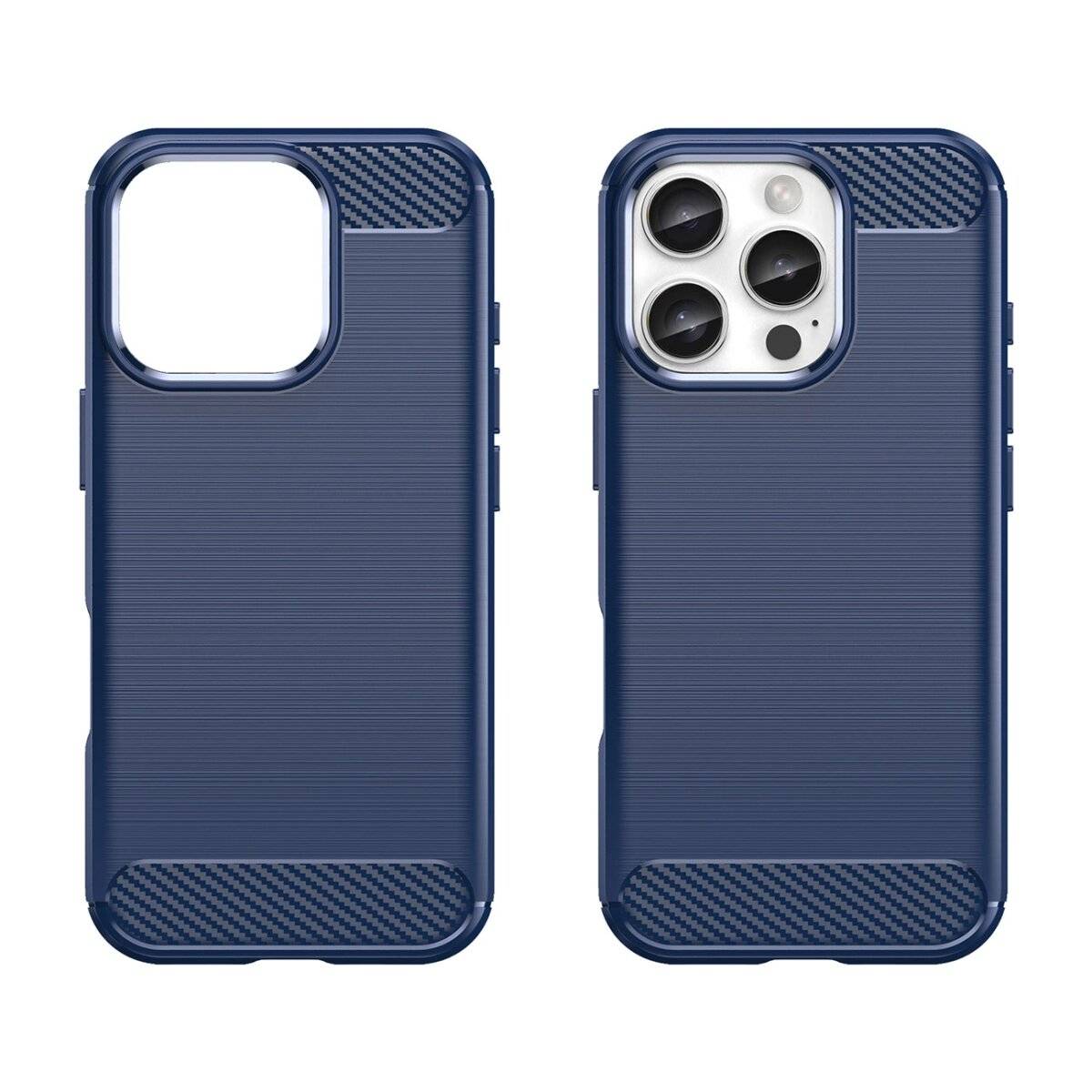 Carbon Case Silikon Handyhülle blau kompatibel mit iPhone 16 Plus