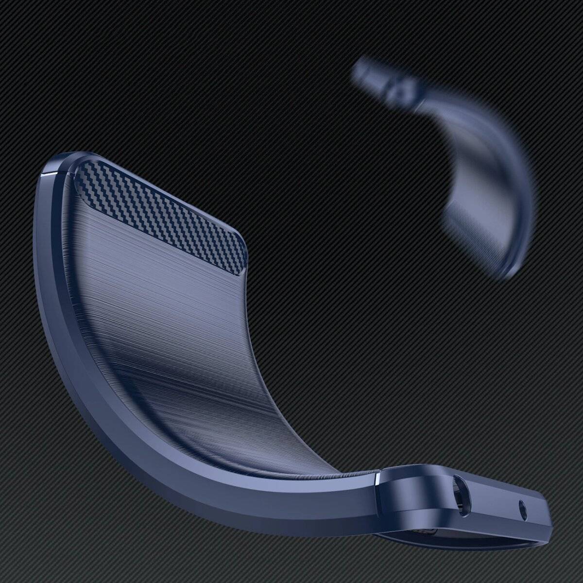 Carbon Case Silikon Handyhülle blau kompatibel mit iPhone 16 Plus
