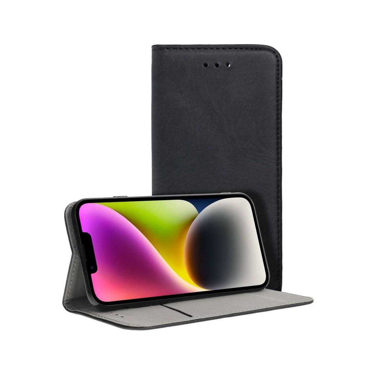Smart Magneto Hülle Magnet kompatibel mit Samsung Galaxy S24 FE Schwarz