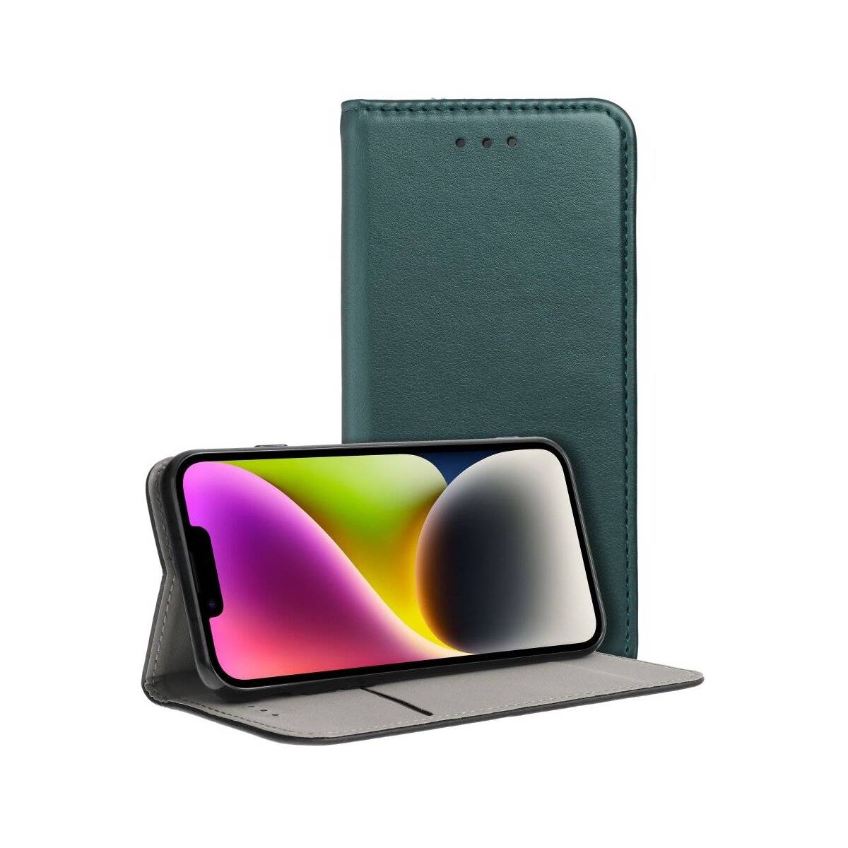 Smart Magneto Hülle Magnet kompatibel mit Samsung Galaxy S24 FE Dunkelgrün