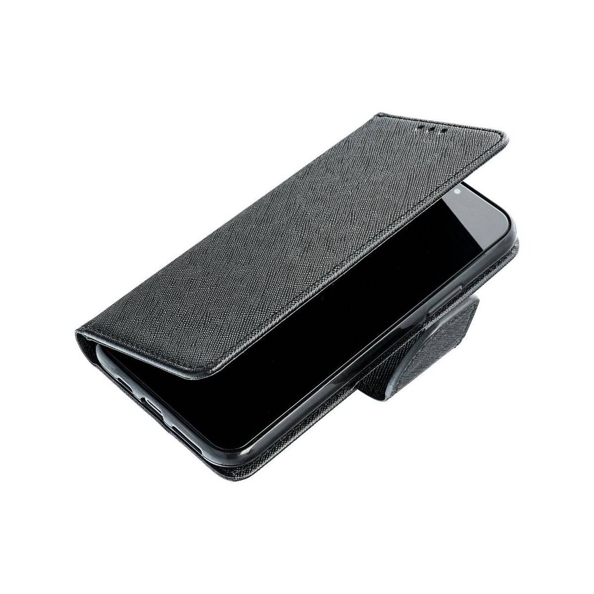 Buch Tasche "Fancy" kompatibel mit Motorola Moto G55 5G Schwarz