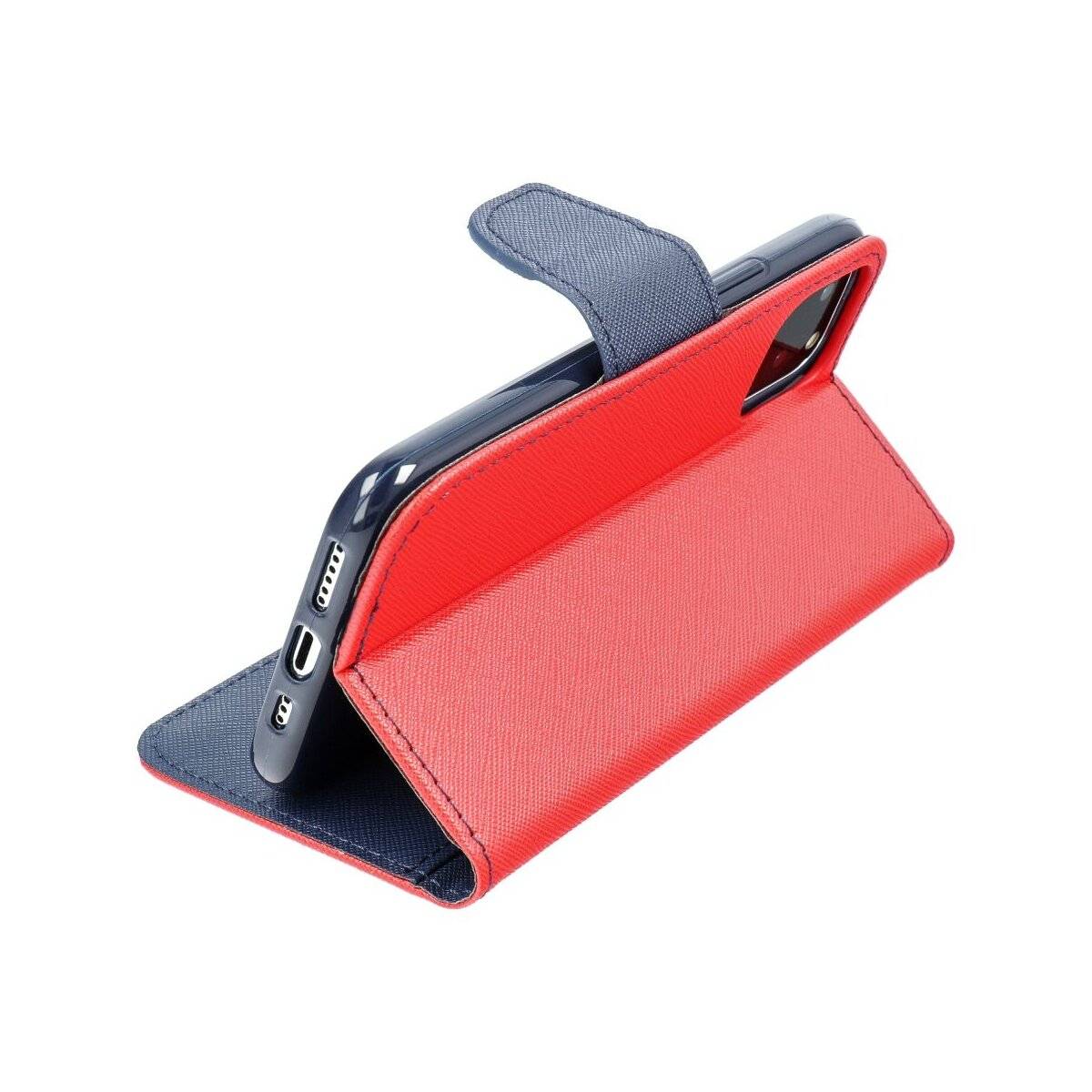 Buch Tasche "Fancy" kompatibel mit Motorola Moto G35 5G Rot-Blau