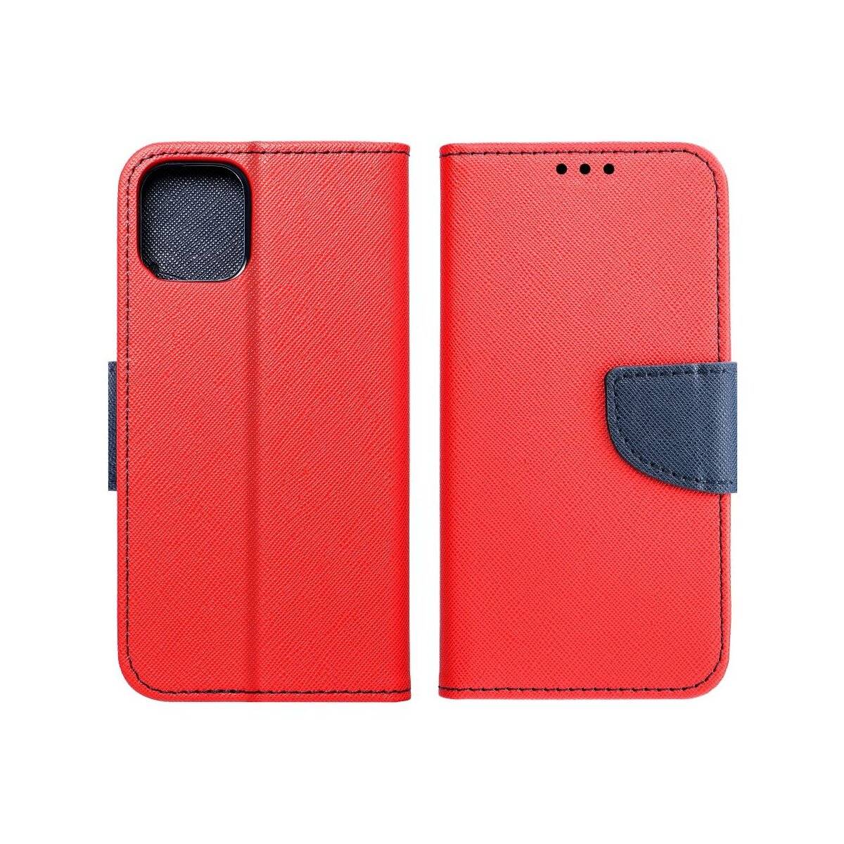 Buch Tasche "Fancy" kompatibel mit Motorola Moto G35 5G Rot-Blau