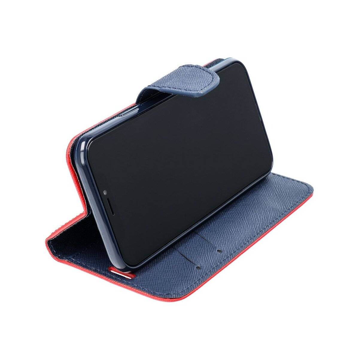 Buch Tasche "Fancy" kompatibel mit Motorola Moto G35 5G Rot-Blau