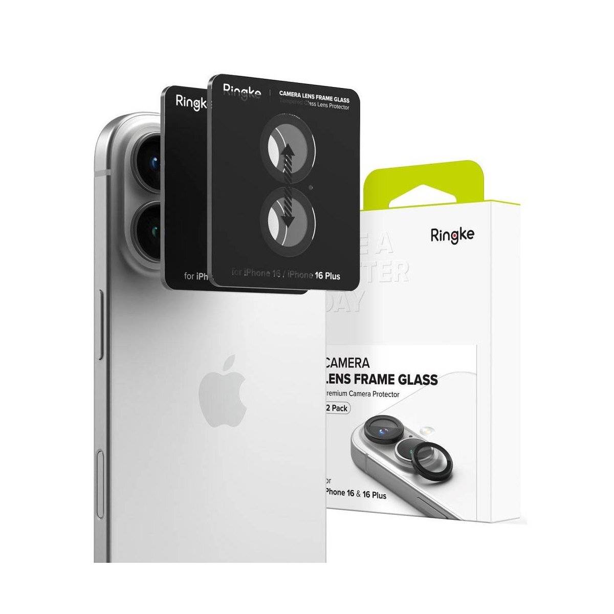 2er Pack Lens Frame Kameraglas Tempered Glass Schutz kompatibel mit iPhone 16 Plus