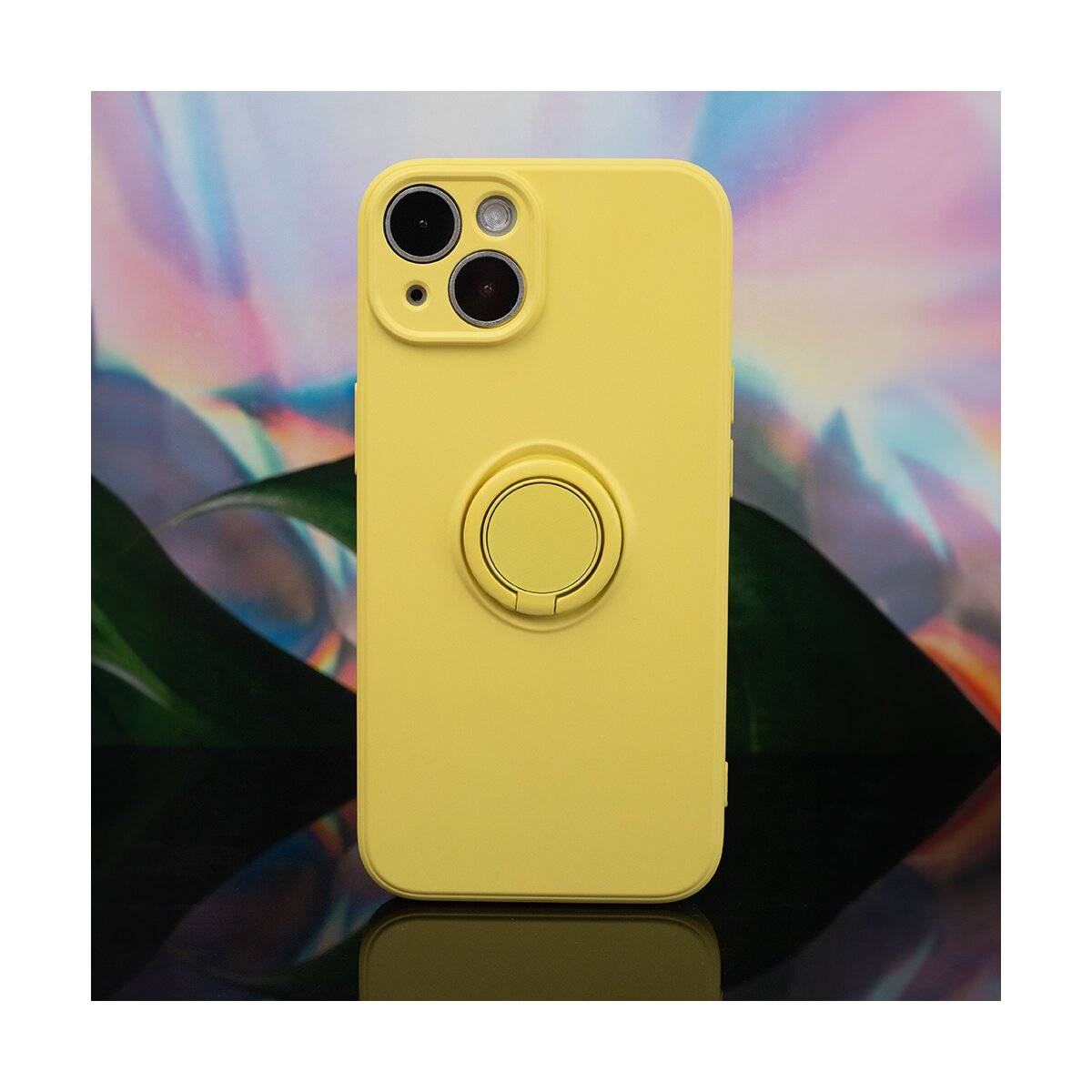 Finger Grip Hülle mit Ring Kameraschutz kompatibel mit iPhone 16 Pro Gelb