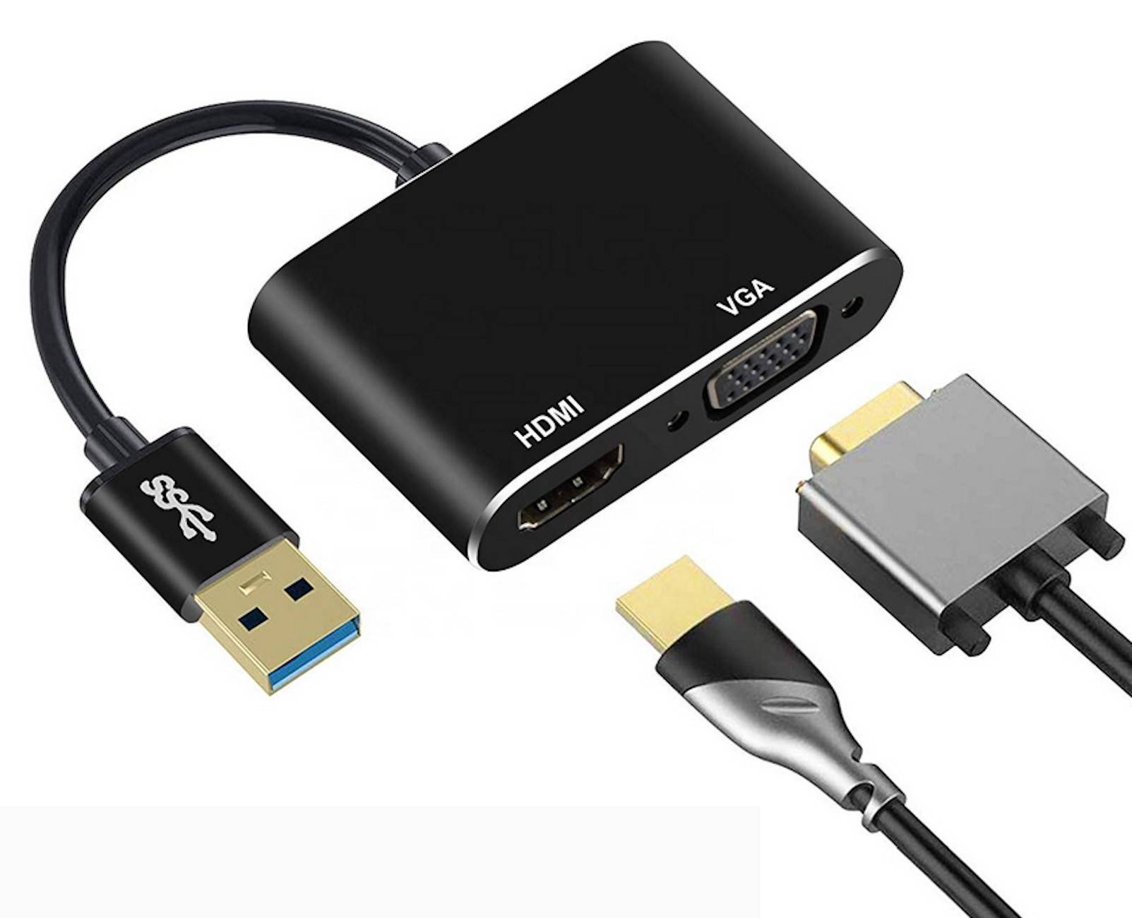 ENGELMANN Projektor-Hub Video-Adapter USB Typ-A zu HDMI,VGA
