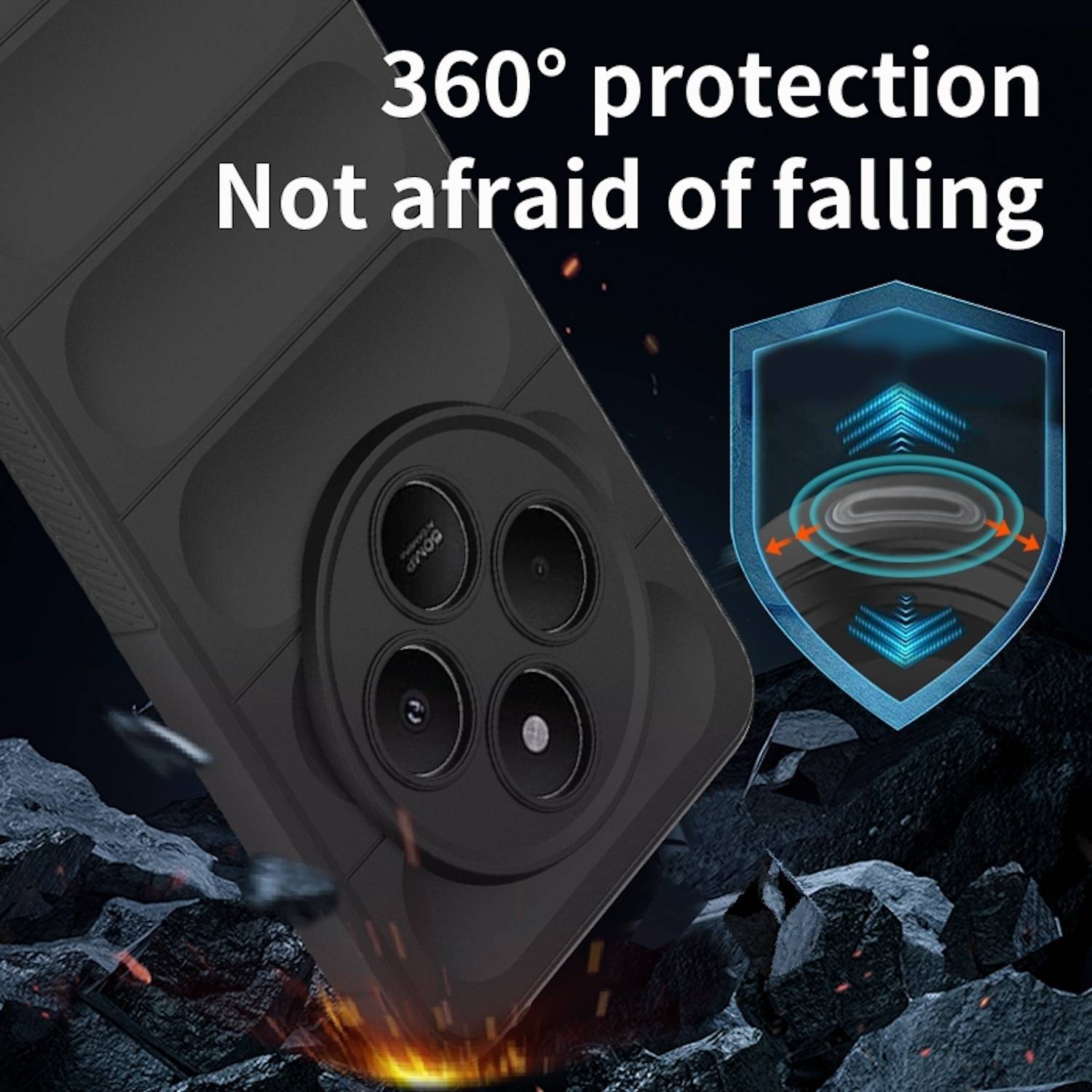 Für Xiaomi Redmi 14C 4G Magic Shield TPU Hülle Flanell-Innenfutter Schwarz