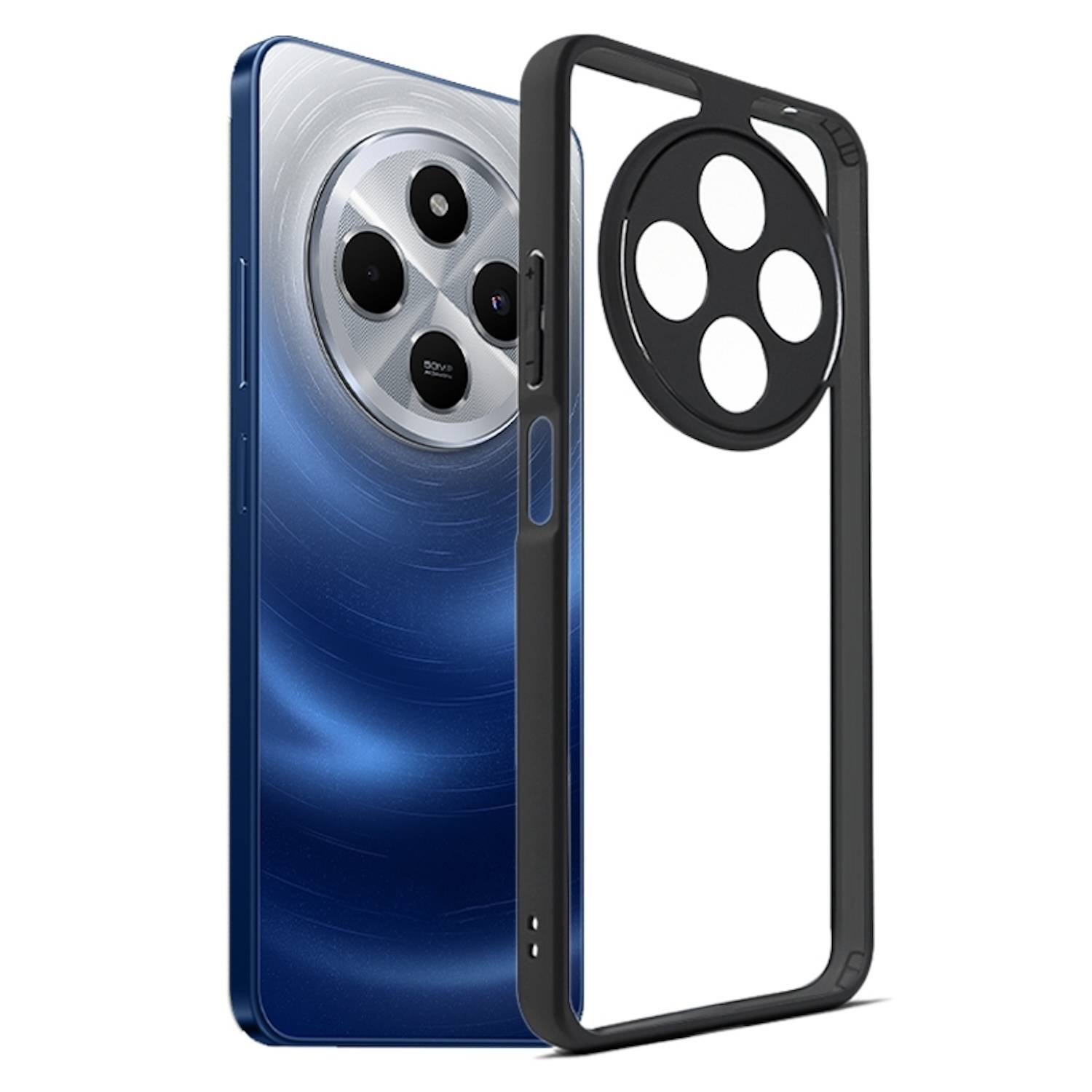 Für Xiaomi Redmi 14C 4G Frosted TPU + Transparent PC Schutz Hülle Cover Schwarz