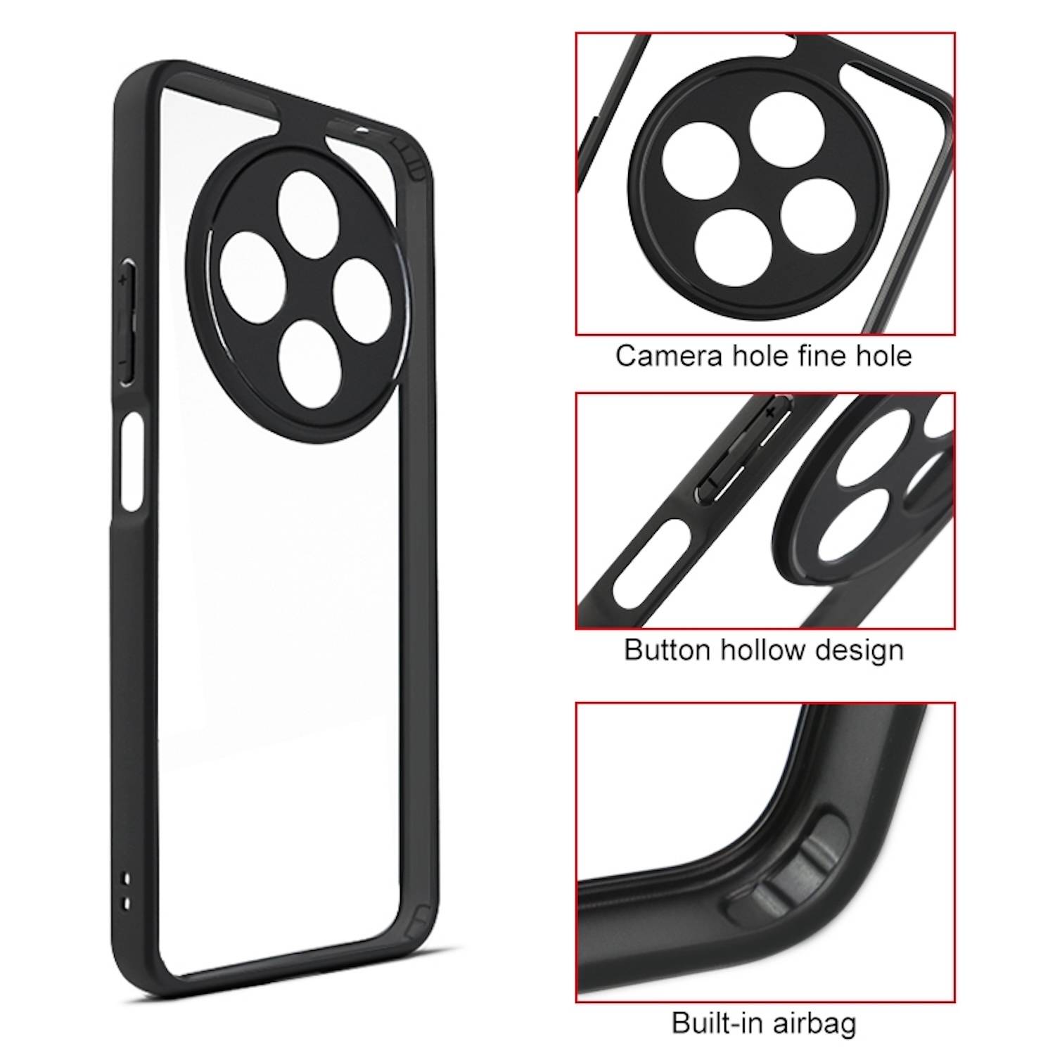 Für Xiaomi Redmi 14C 4G Frosted TPU + Transparent PC Schutz Hülle Cover Schwarz