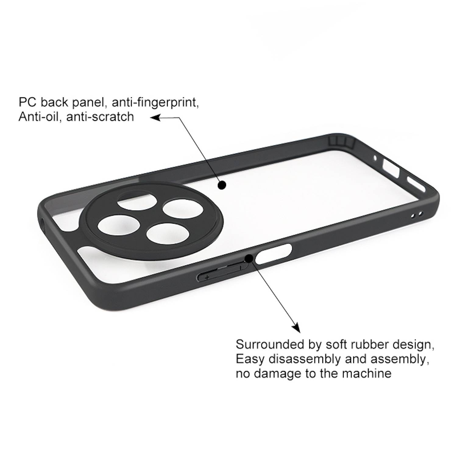 Für Xiaomi Redmi 14C 4G Frosted TPU + Transparent PC Schutz Hülle Cover Schwarz