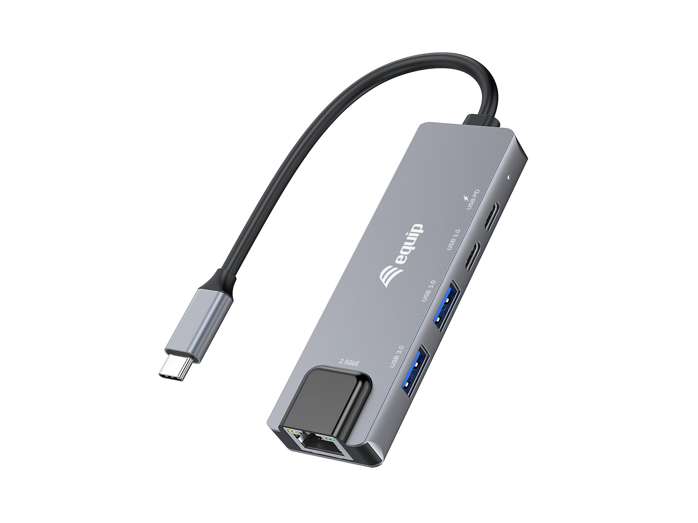 Equip Adapter USB-C -> RJ45 10/100/1000/2500 Mbps+ USB 3.2 - Adapter - Digital/Daten
