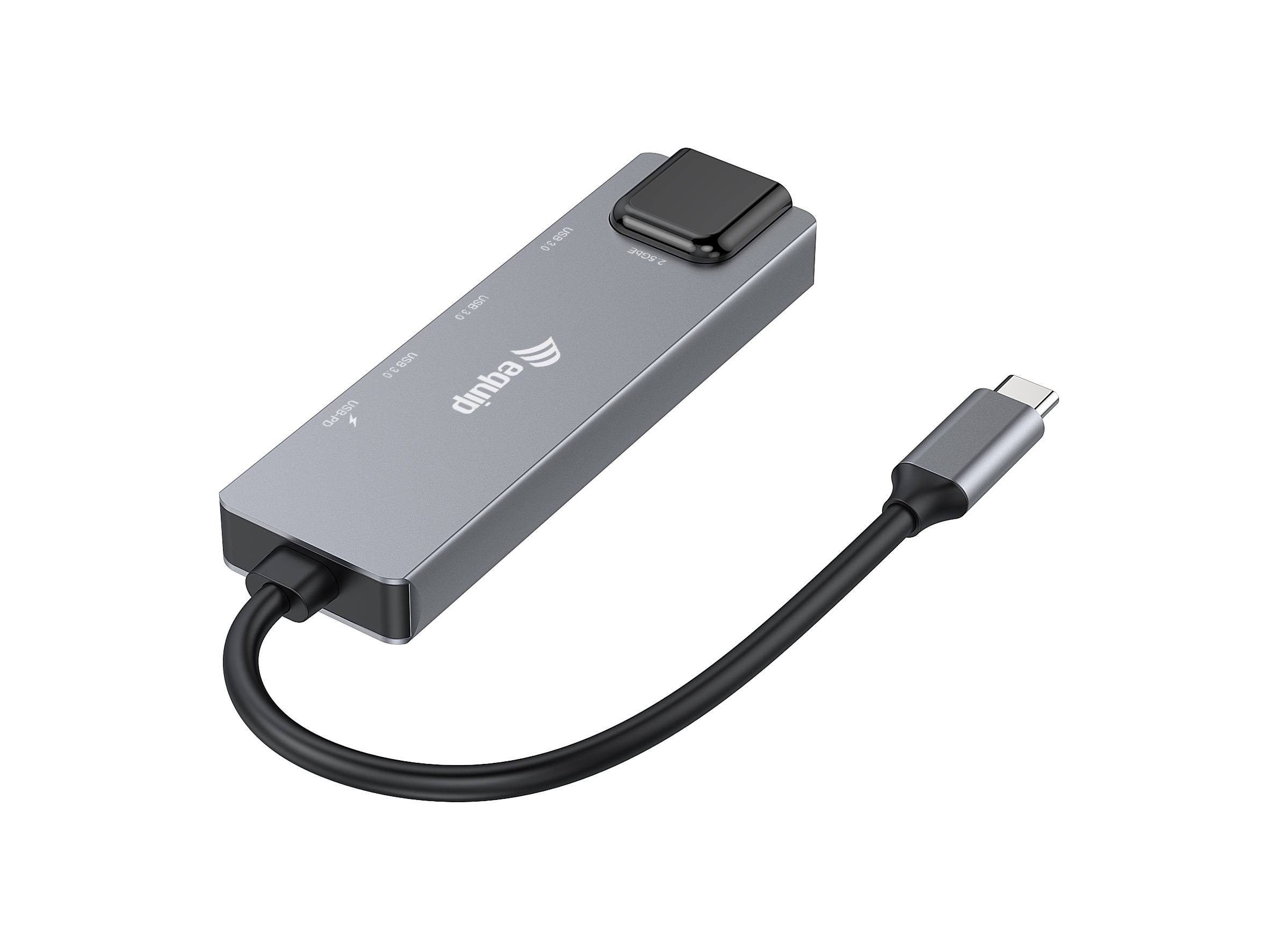 Equip Adapter USB-C -> RJ45 10/100/1000/2500 Mbps+ USB 3.2 - Adapter - Digital/Daten