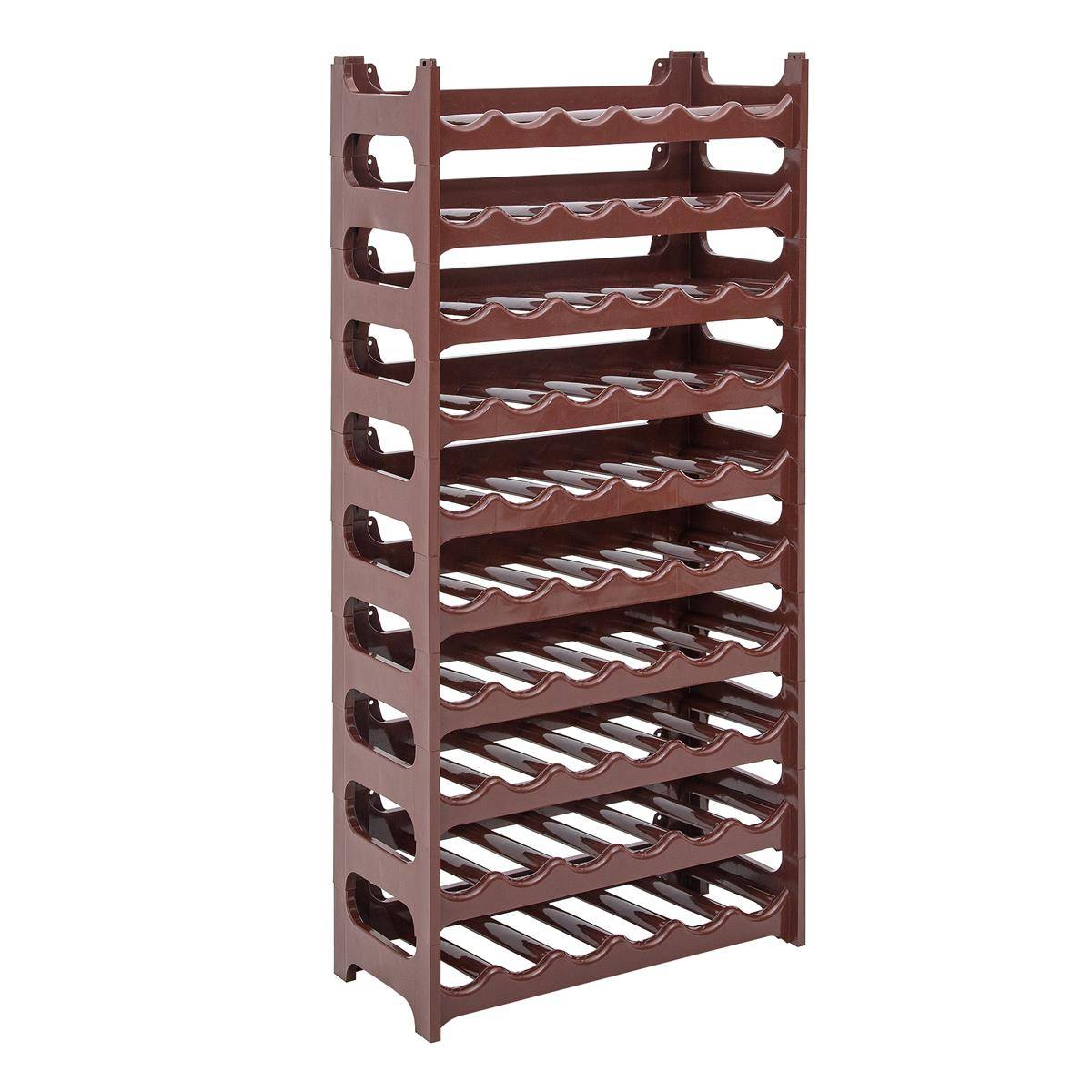 Novaliv Flaschenregal für 60 Flaschen | Weinregal braun | Regal aus stabilem Kunststoff, stapelbar (Braun, 10)