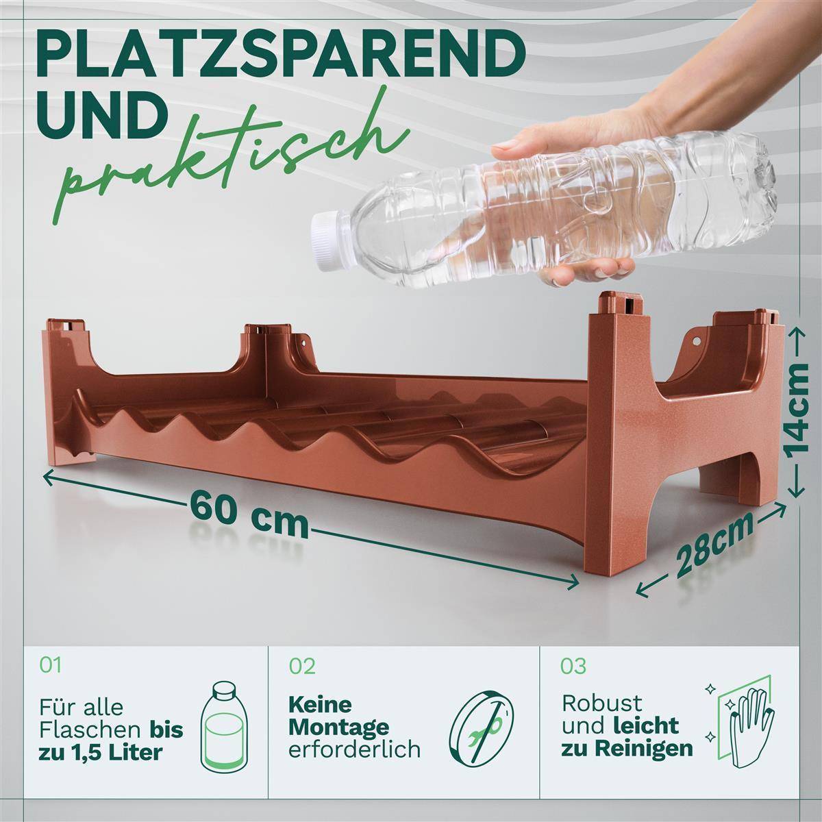 Novaliv Flaschenregal für 12 Flaschen | Weinregal braun | Regal aus stabilem Kunststoff, stapelbar (Braun, 2)