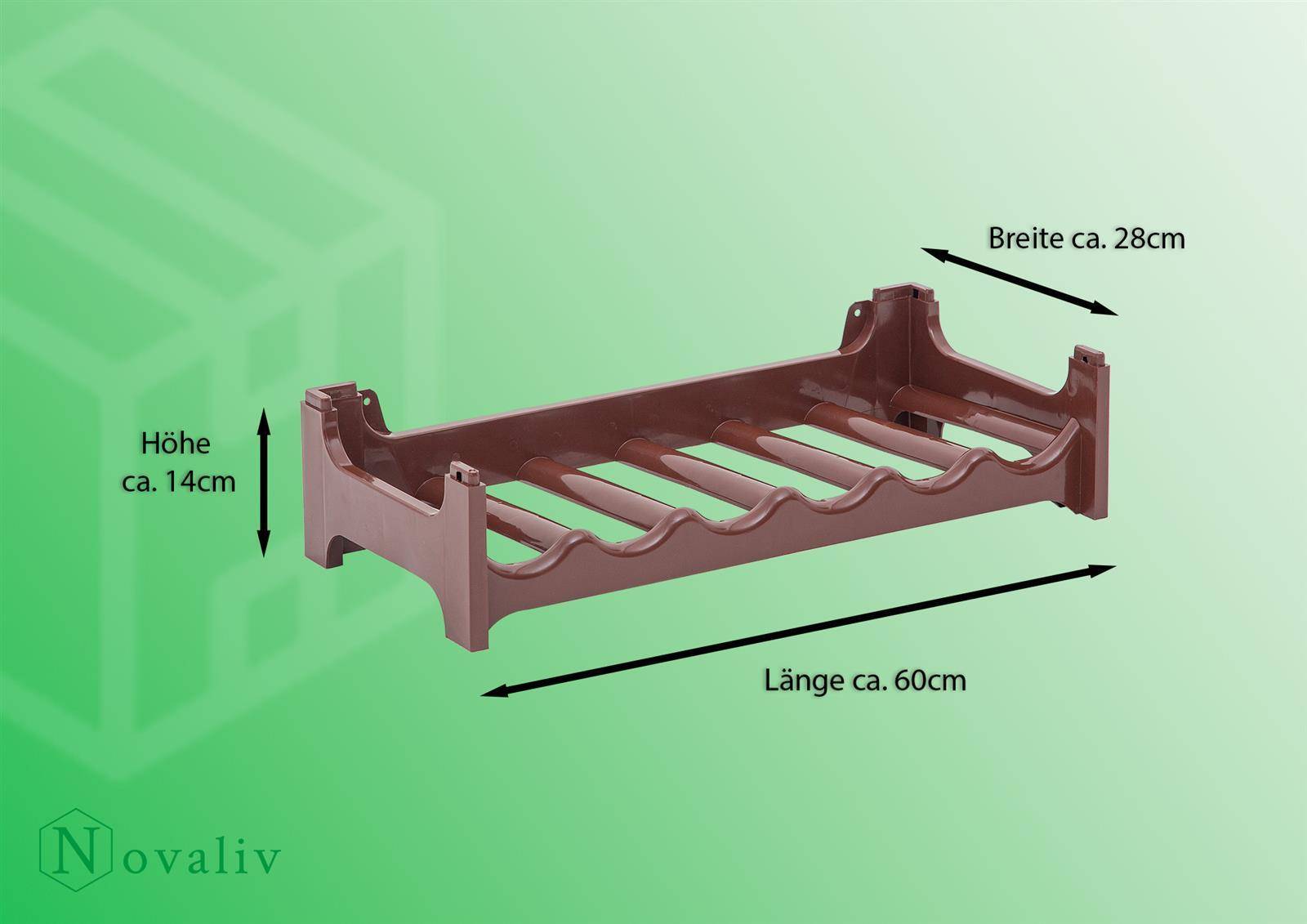Novaliv Flaschenregal für 6 Flaschen | Weinregal braun | Regal aus stabilem Kunststoff, stapelbar (Braun, 1)