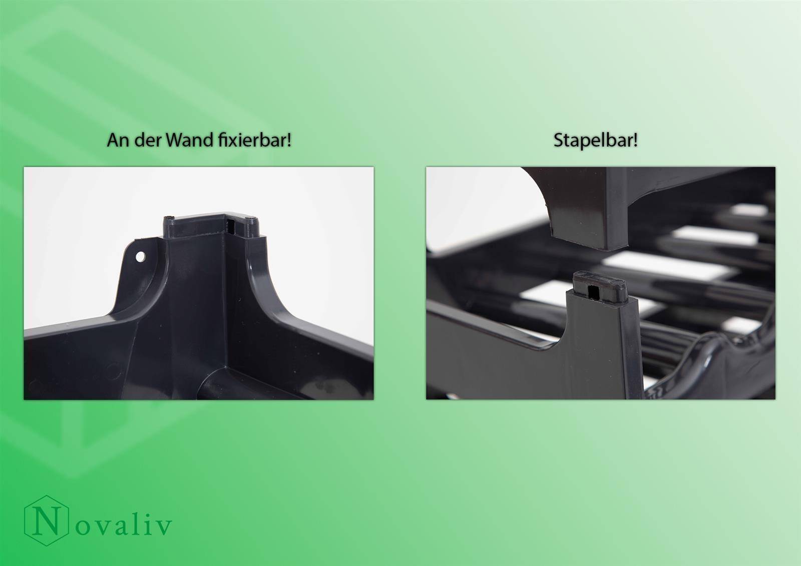 Novaliv Flaschenregal für 60 Flaschen | Weinregal grau | Regal aus stabilem Kunststoff, stapelbar (Anthrazit, 10)