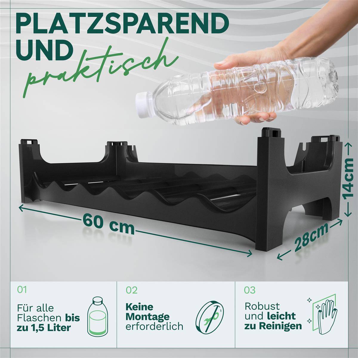 Novaliv Weinregal für 72 Flaschen | Flaschenregal schwarz | Regal stabilem Kunststoff (Schwarz, 12)