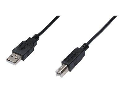 DIGITUS USB 2.0 Anschlusskabel Typ A -B St/St 3.0m sw Multimedia-Technik USB-Kabel