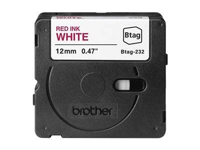 Schriftband Brother 12mmx4m rot/weiß BTAG-232 Multimedia-Technik Schriftbänder