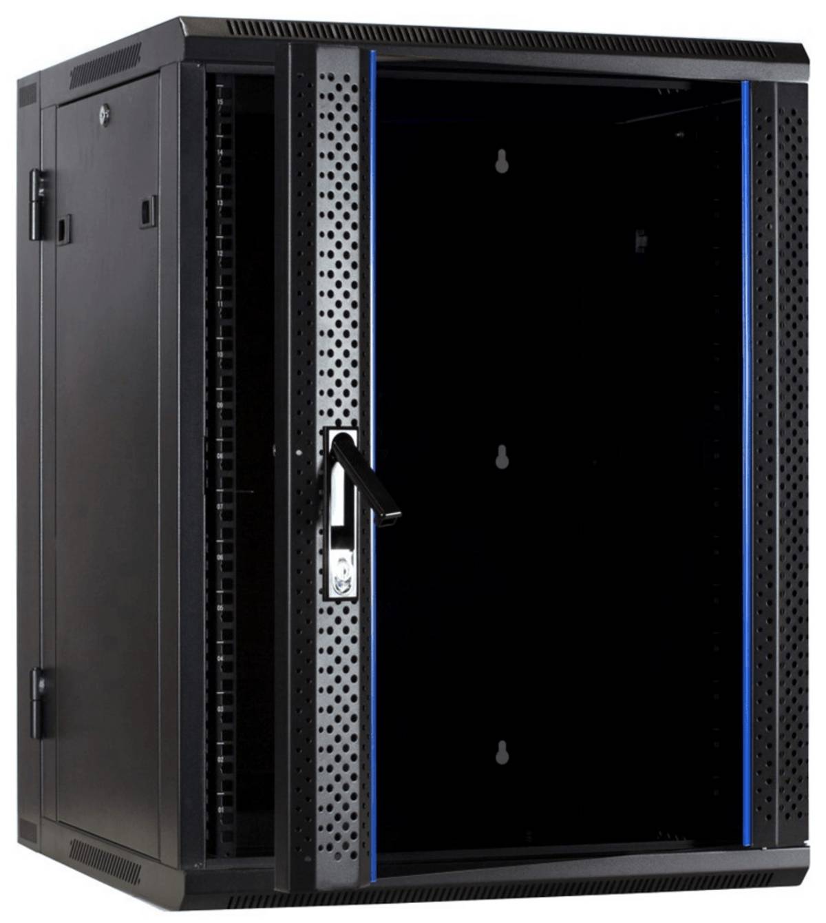 DSIT Danicom - 18 HE Serverschrank, wendbares Wandgehäuse mit Glastür (BxTxH) 600 x 600 x 900mm