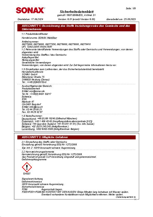 Kraftreiniger SX MultiStar 10l Konzentrat Kanister SONAX