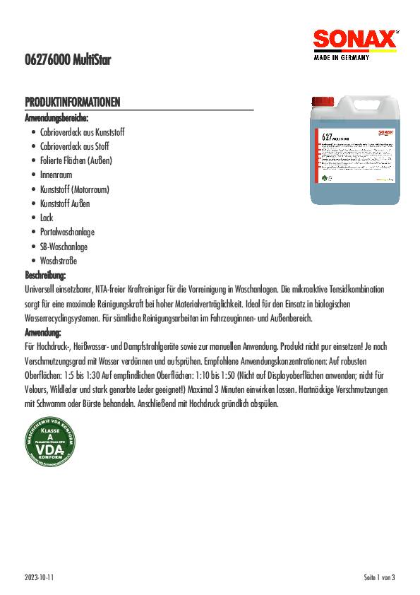 Kraftreiniger SX MultiStar 10l Konzentrat Kanister SONAX