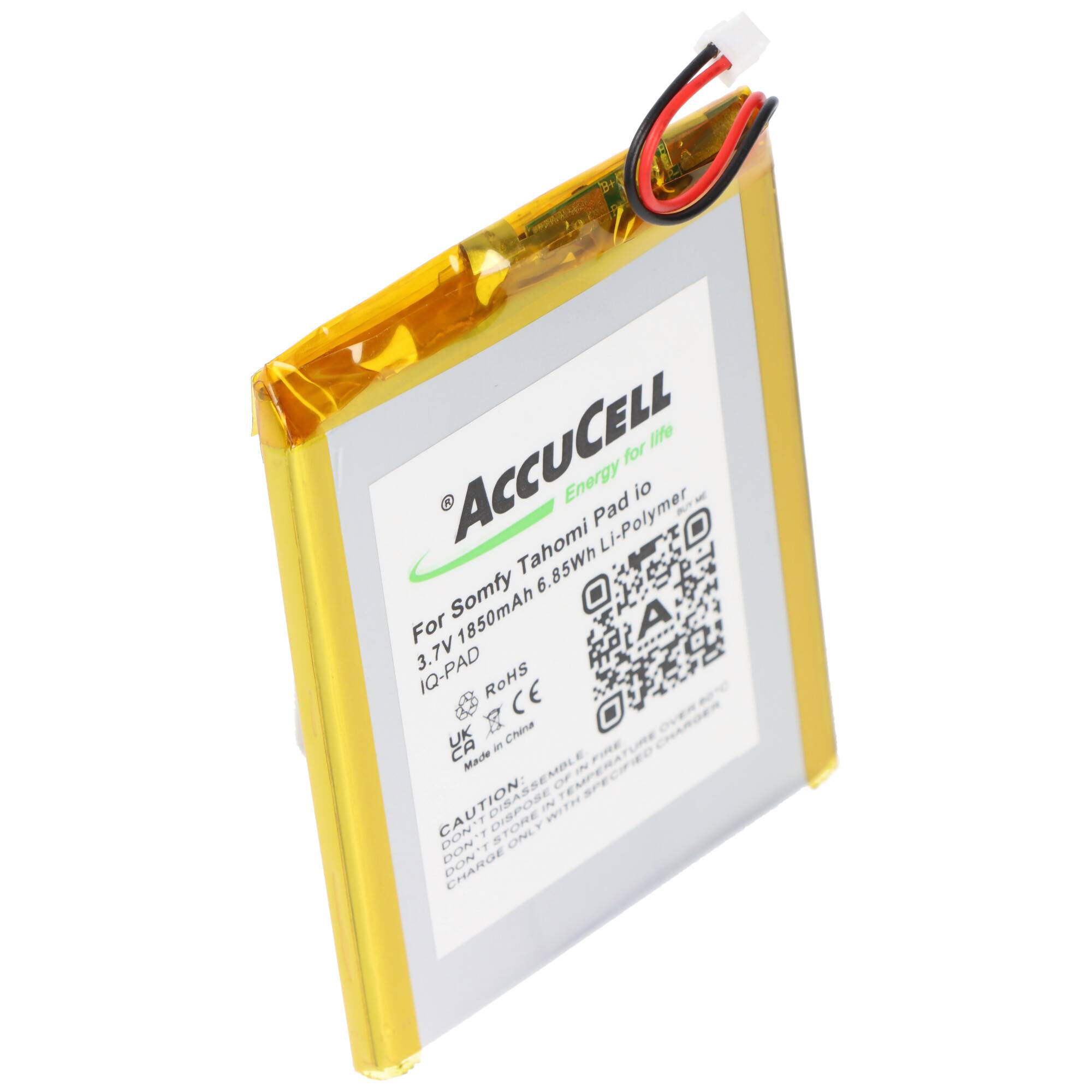 Akku kompatibel für Somfy Tahomi Pad io, Li-Polymer, 3,7V, 1850mAh, 6,85Wh