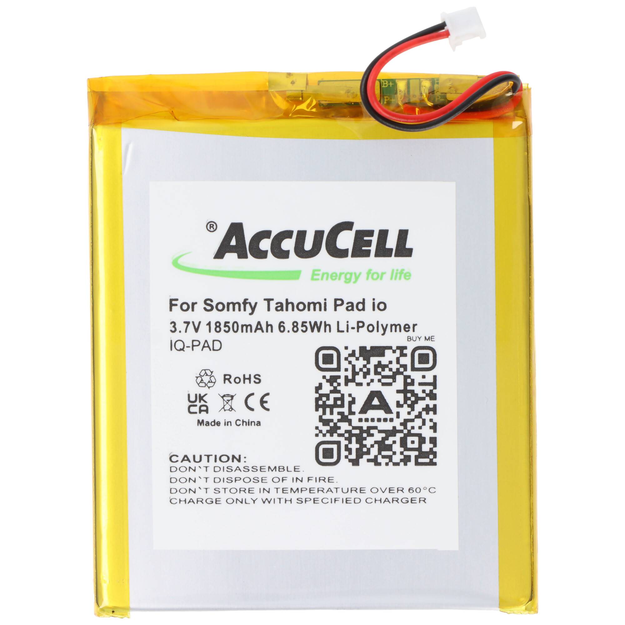 Akku kompatibel für Somfy Tahomi Pad io, Li-Polymer, 3,7V, 1850mAh, 6,85Wh