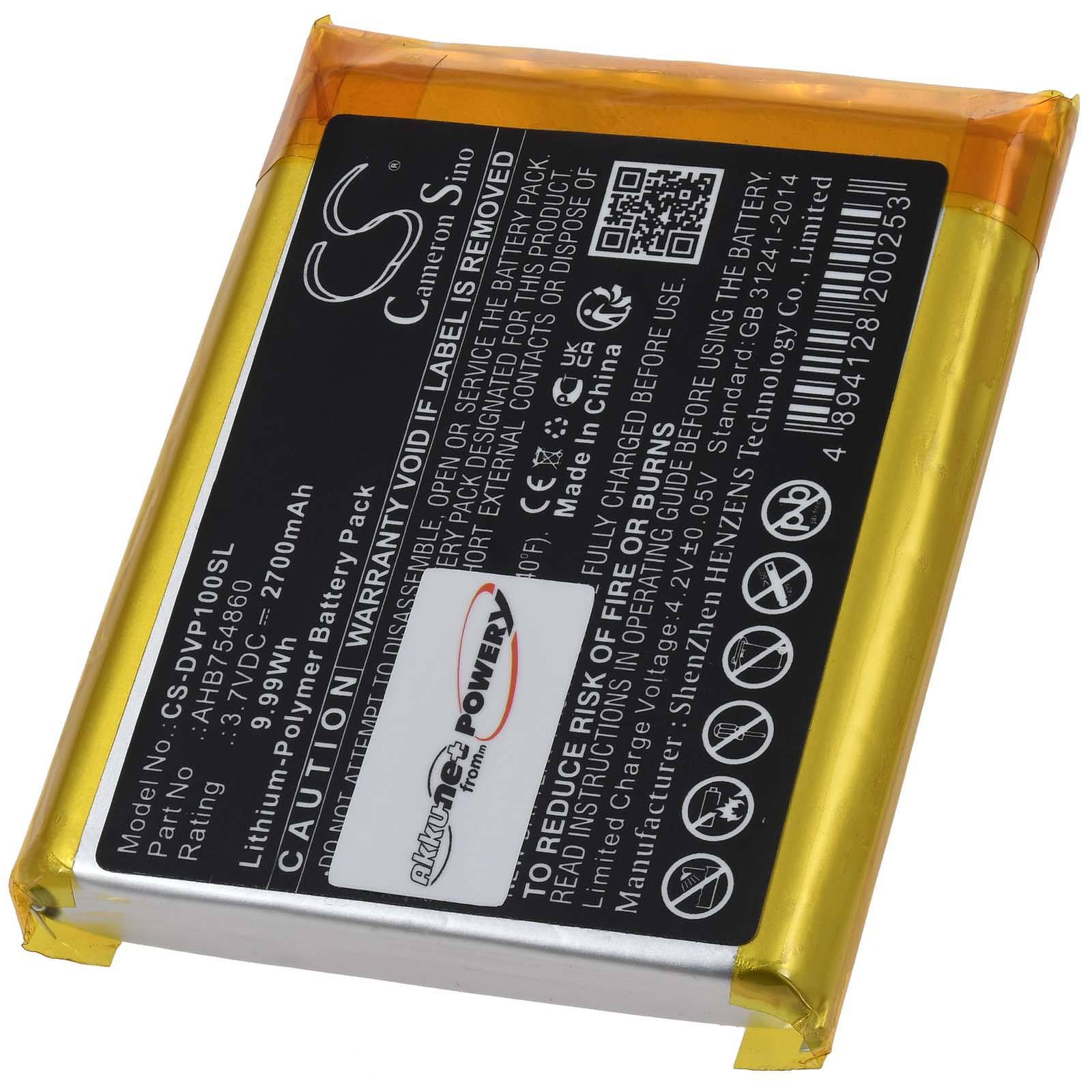 Powery Akku kompatibel mit Divoom Typ AHB754860, 3,7V, Li-Polymer