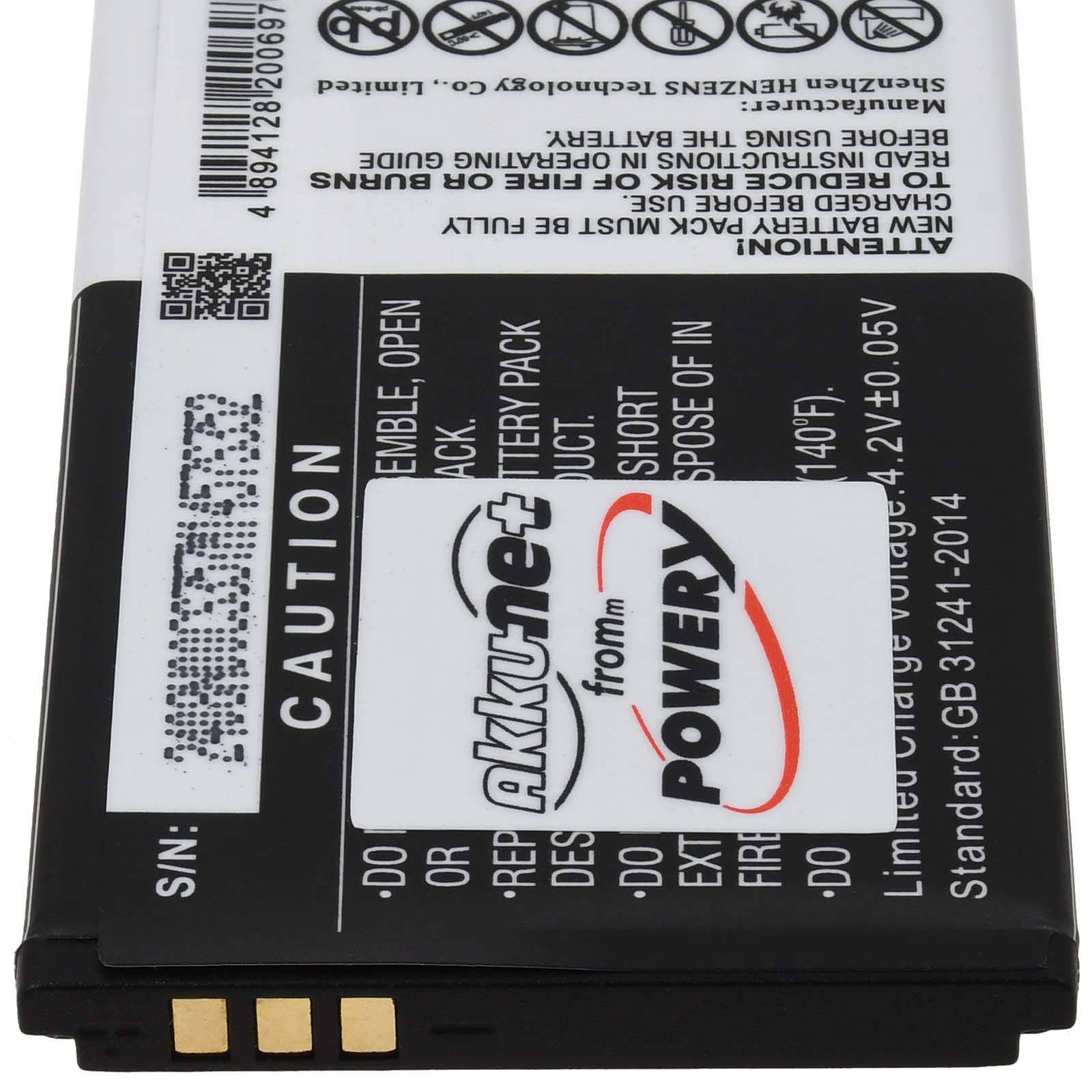 Powery Akku passend für Handy Doro Primo 368 Typ RCBNTC05, 3,7V, Li-Ion